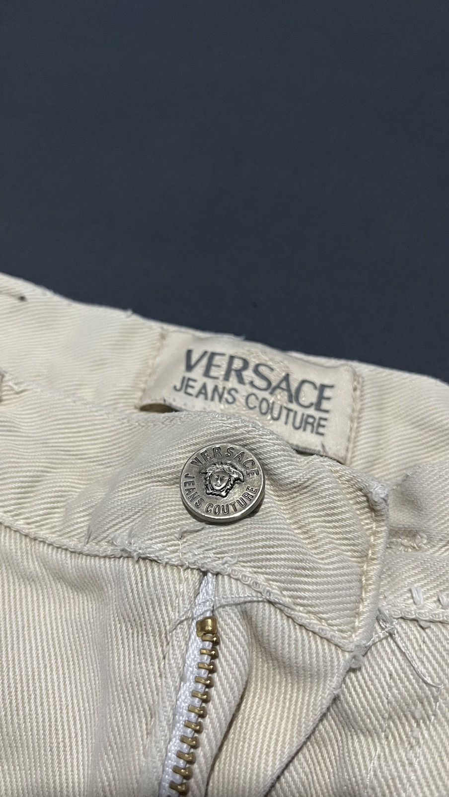 Versace Jeans Couture Vintage Versace Jeans Couture Ivory Denim Pants – Made Italy Size US 34 / EU 50 - 3 Thumbnail