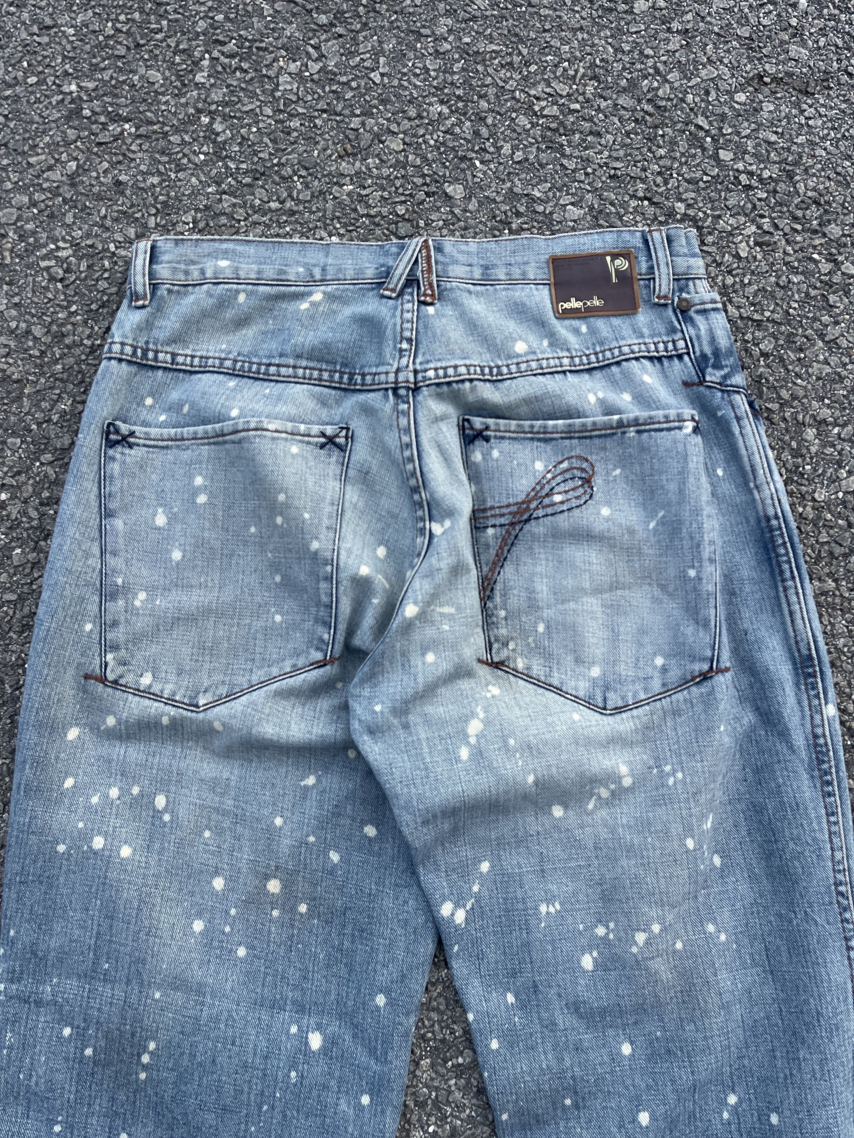 Marc Buchanan Vintage Baggy Wide Leg Pelle Pelle Faded Distressed Size US 33 - 1 Thumbnail