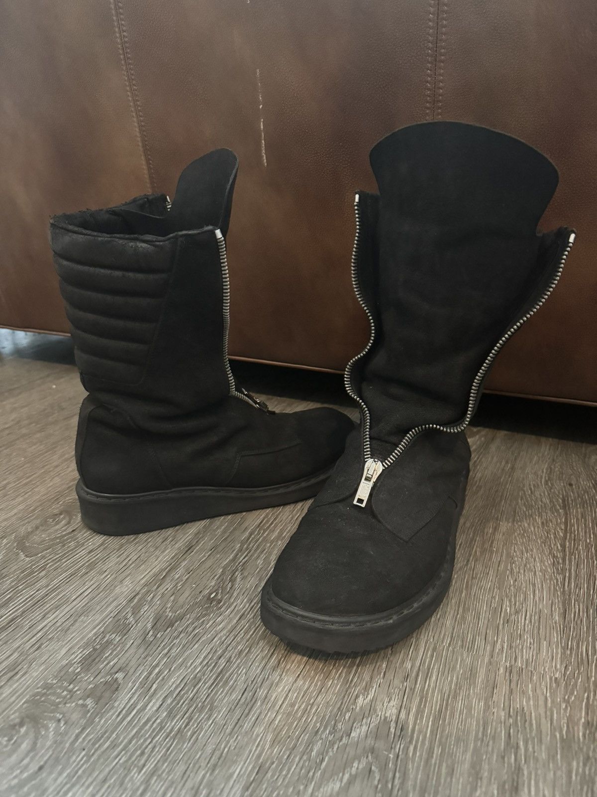 image of Rick Owens Fw2011 Limo Blistered Leather Mohawk Creeper Boot in Black, Men's (Size 10)