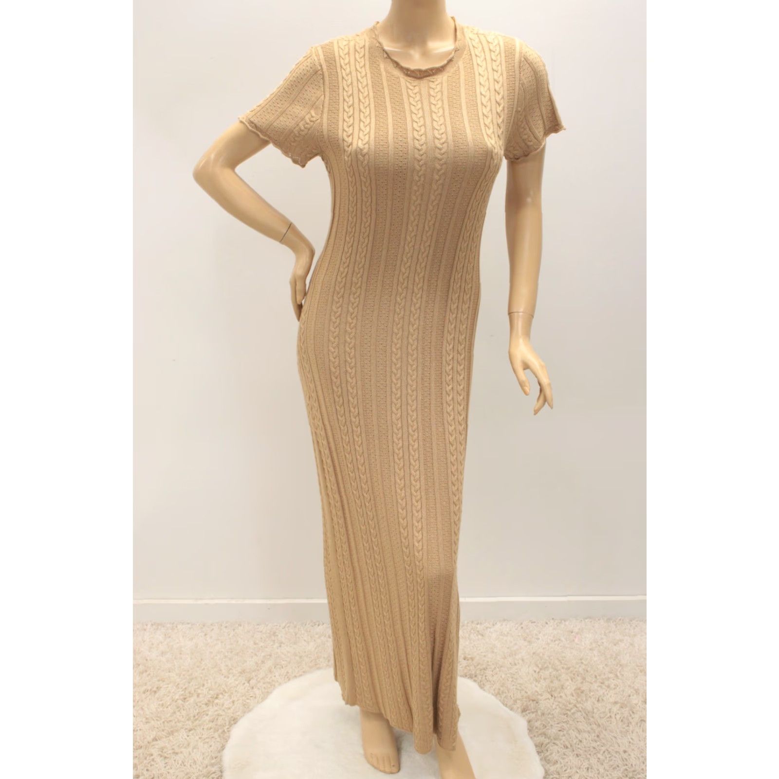 Show Me Your MuMu Show Me Your Mumu Maxi Sweater Dress Women's L Gold Cable knit Sparkly Party Dress Size L / US 10 / IT 46 - 2 Thumbnail
