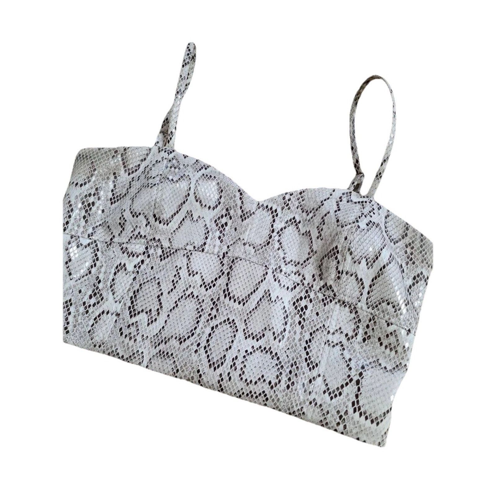 Sneakersnstuff En Saison Snake Skin Cropped Leather Strap Tank top SA001545 Size S / US 4 / IT 40 - 2 Thumbnail