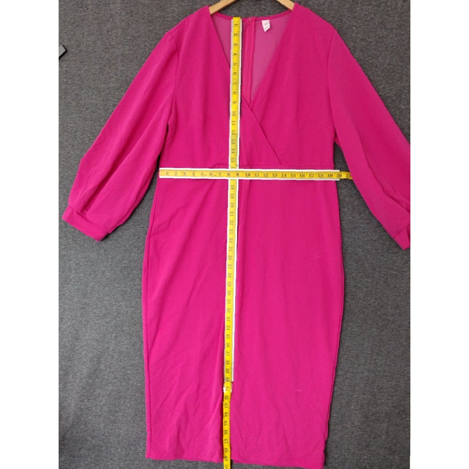 Pinko Womens Sheath Hot Pink Casual V-Neck 3/4 Sleeve Dress 3XL Size XXL / US 16-18 / IT 52-54 - 4 Thumbnail