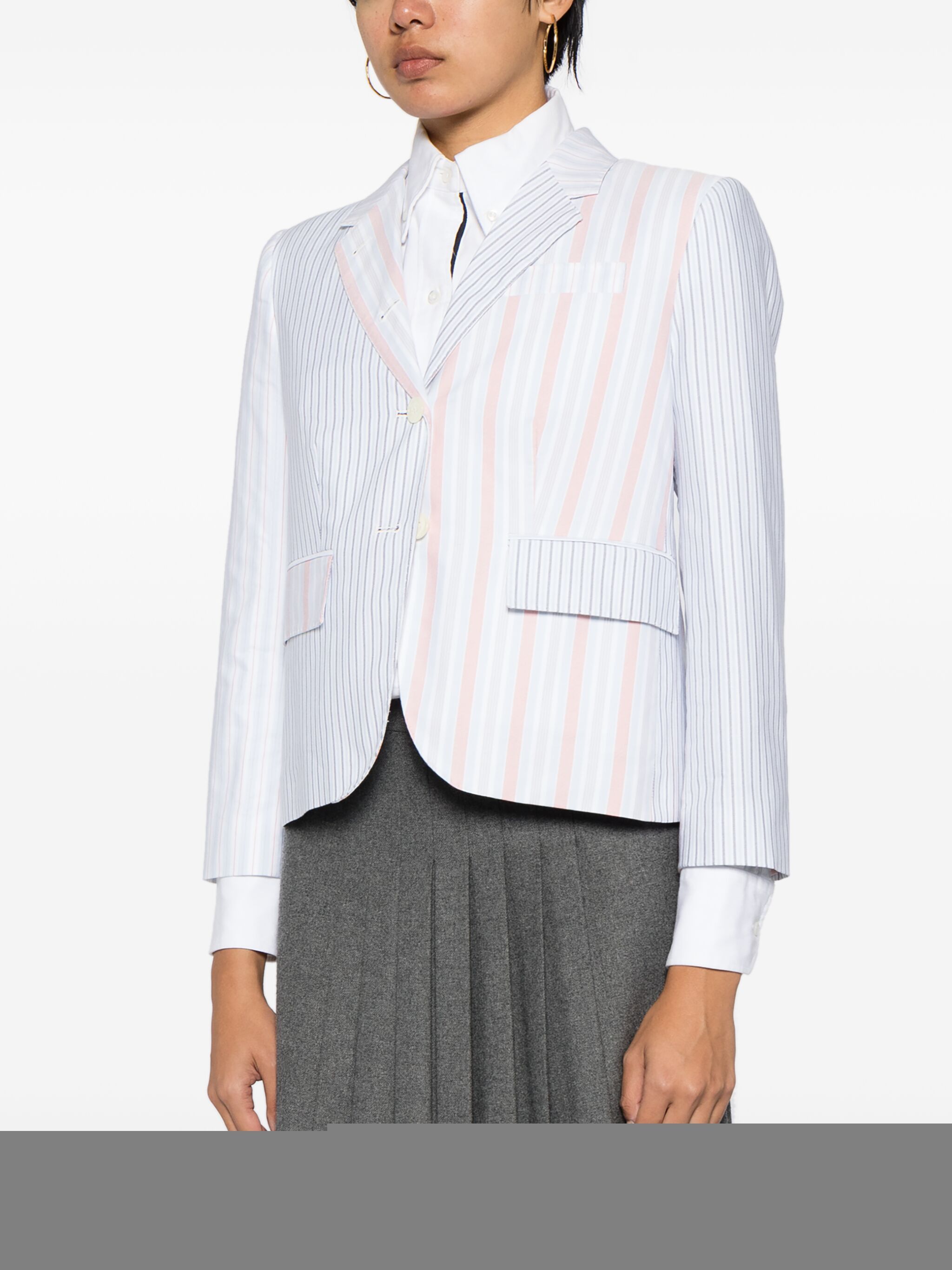 Thom Browne o1s22i1n0924 Funmix Striped Oxford Blazer in Multicolor Size S / US 4 / IT 40 - 5 Thumbnail