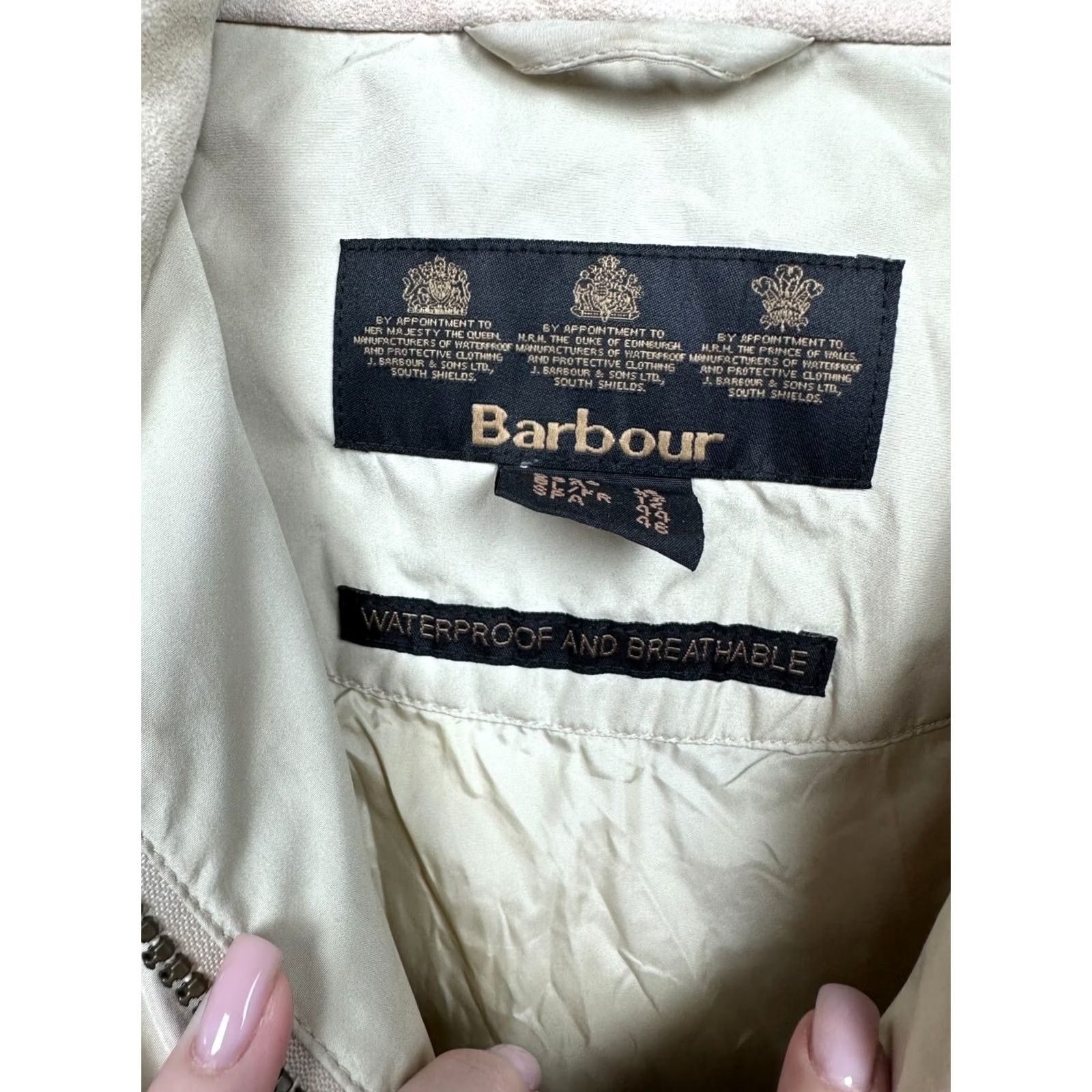 Barbour VINTAGE Barbour Amelia Jacket Womens Barbour Amelia UK 16 Beige XL Polyester Solid Long Sleeve Zip 2010s Womens Size XL / US 12-14 / IT 48-50 - 5 Thumbnail
