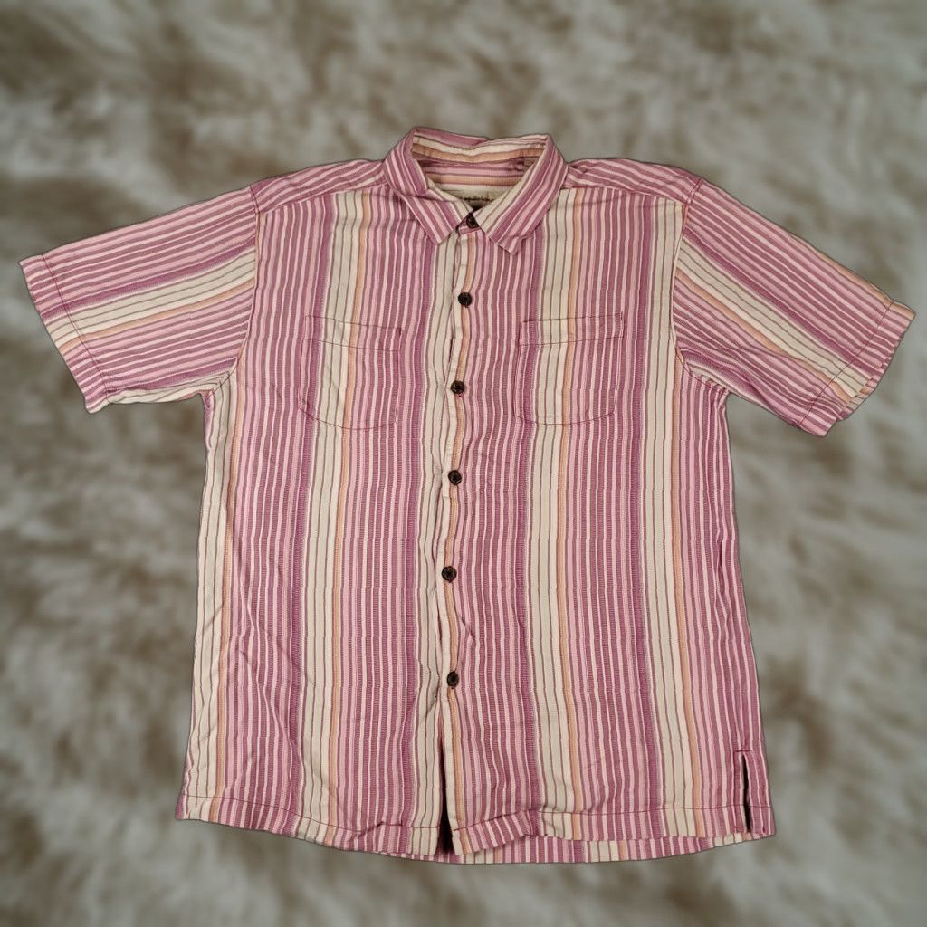 Tommy Bahama Tommy Bahama Shirt Mens Medium Purple Striped Silk Hawaiian Button Up Shirt Size US M / EU 48-50 / 2 - 1 Thumbnail