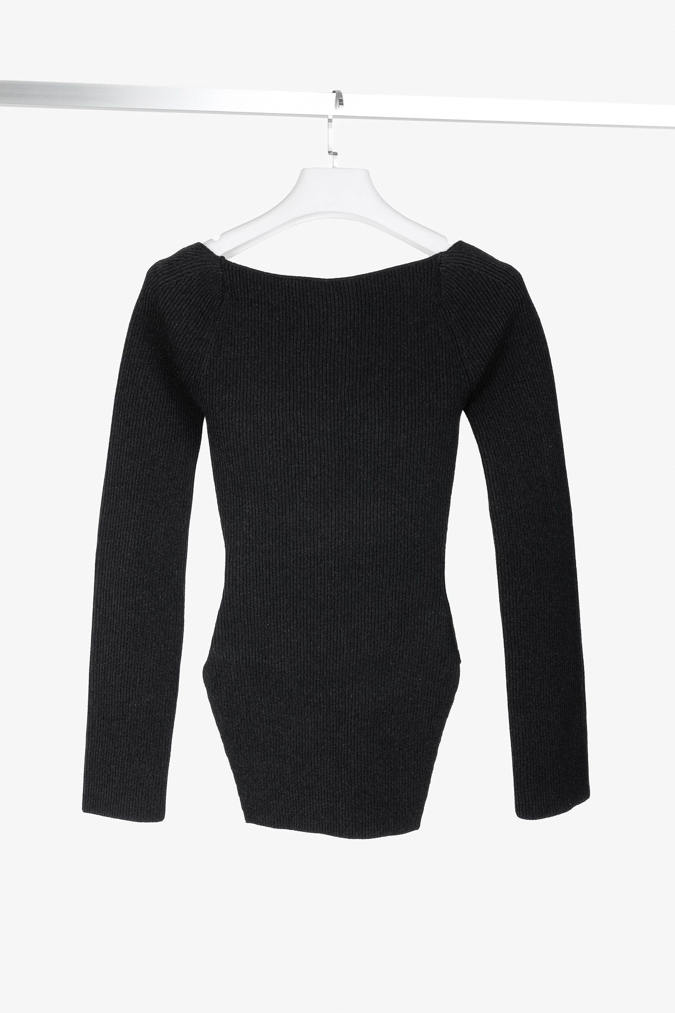 KHAITE Maddy Black Ribbed Bustier Sweater