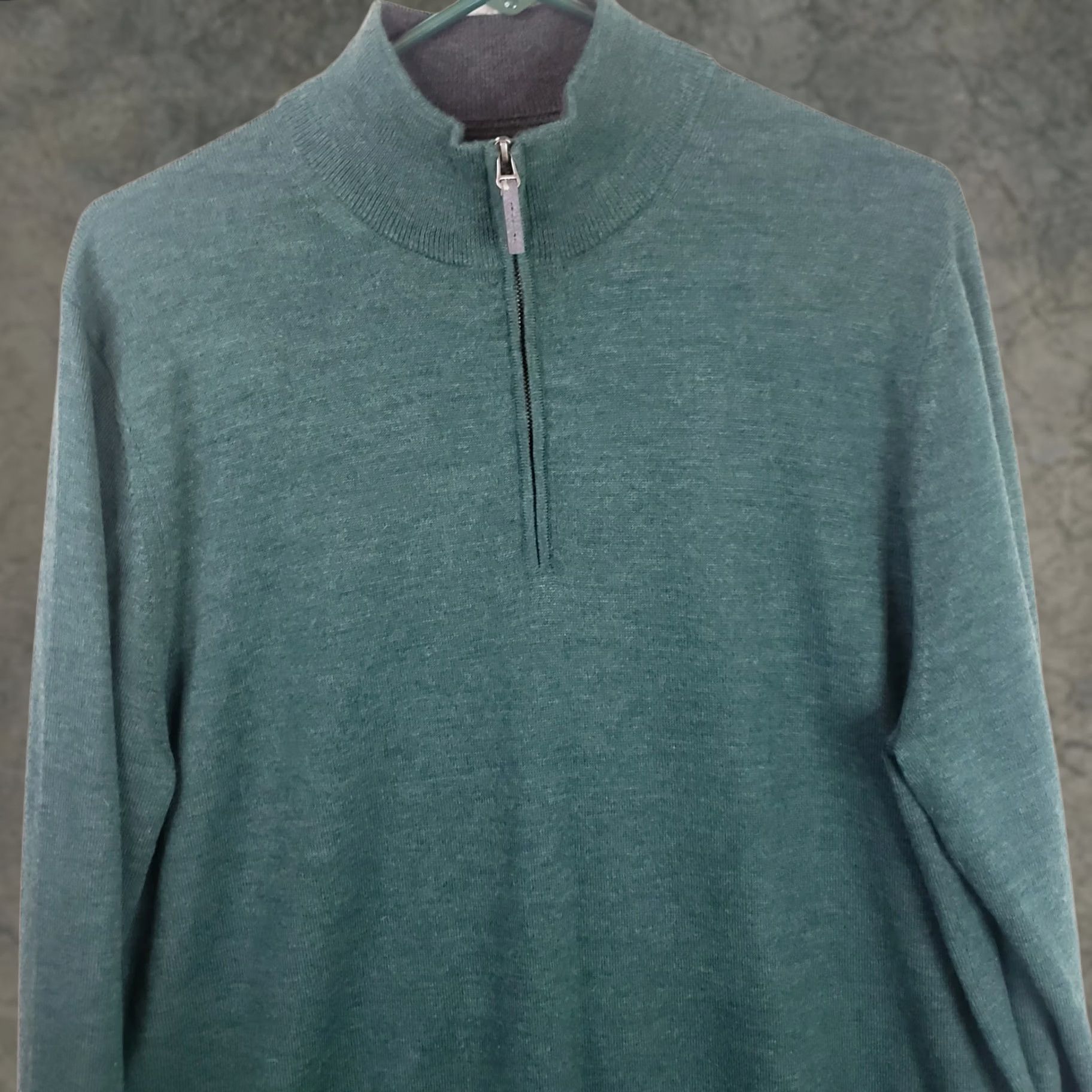 Nordstrom Nordstrom Men L Green 100% Italian Merino Wool 1/4 Zip Collared Sweater Shirt/ Sweater? Size US L / EU 52-54 / 3 - 1 Thumbnail