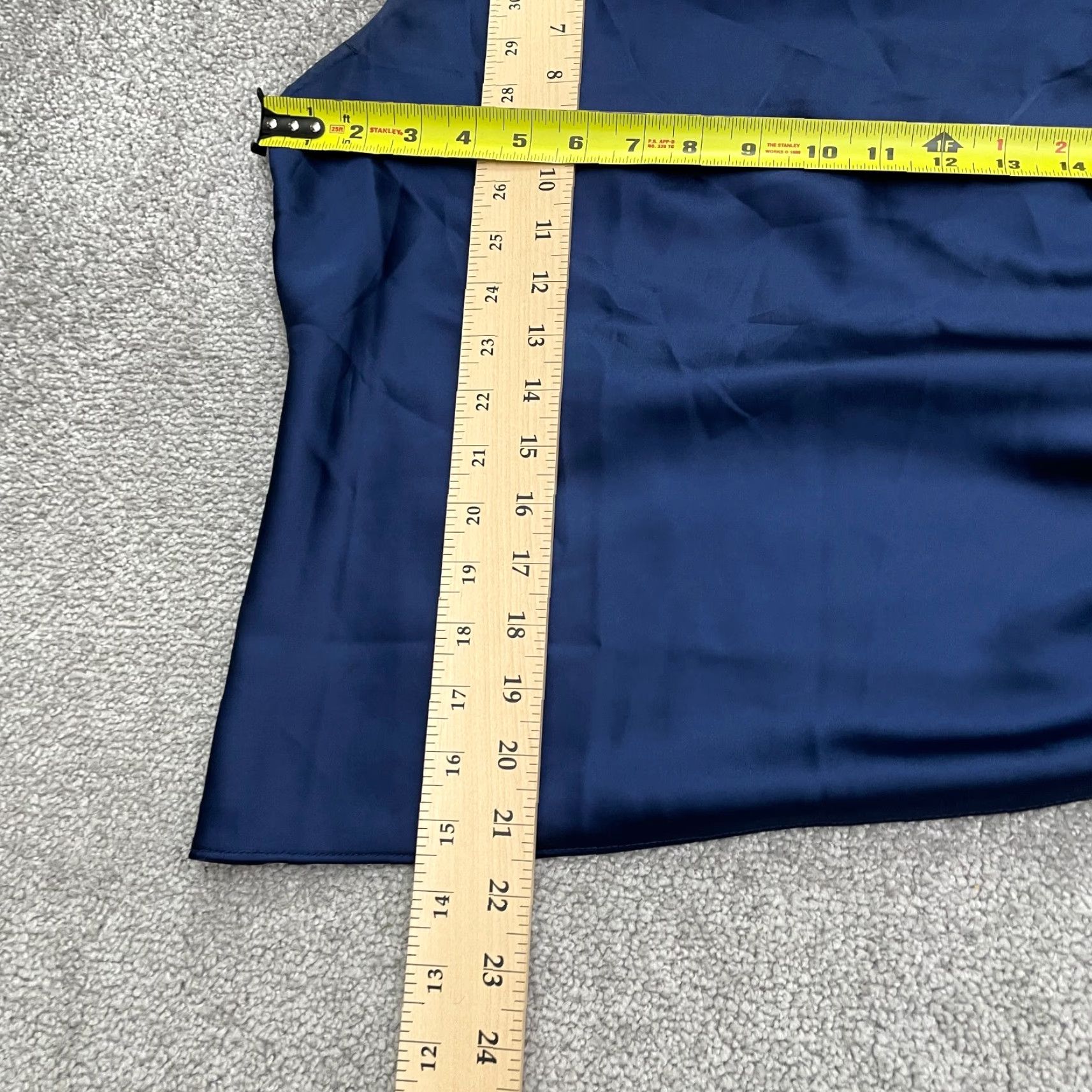 AQUA Aqua Satin Camisole Tank Top Womens L Navy Blue Spaghetti Strap Sleeveless Tunic Dressy Casual Size L / US 10 / IT 46 - 7 Thumbnail
