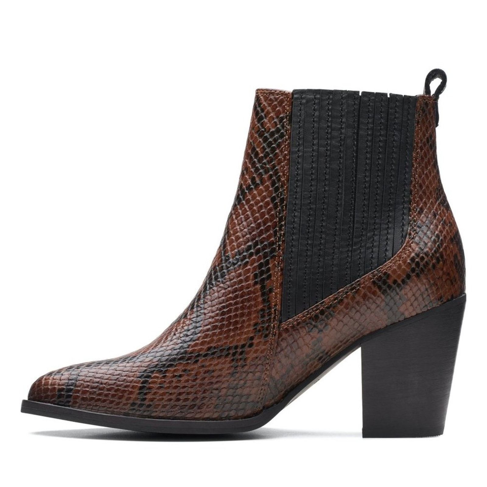 Clarks Clarks West Lo Dark Tan Snake Leather Heeled Booties Size US 8 / IT 38 - 12 Thumbnail