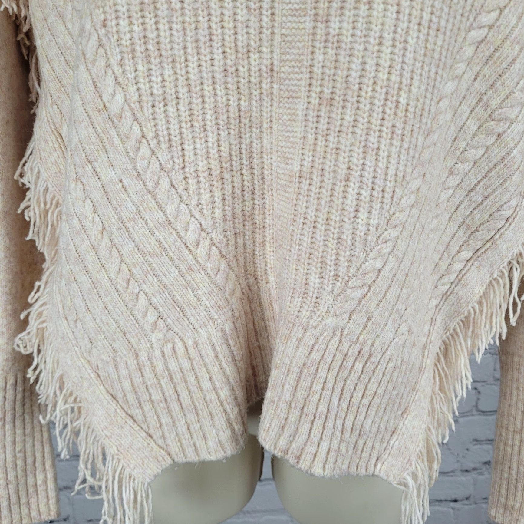 Anthropologie VINTAGE Anthropologie Boho Pullover Sweater Women Medium Wool Blend Fringe Pink Beige Fall Winter Size M / US 6-8 / IT 42-44 - 6 Thumbnail