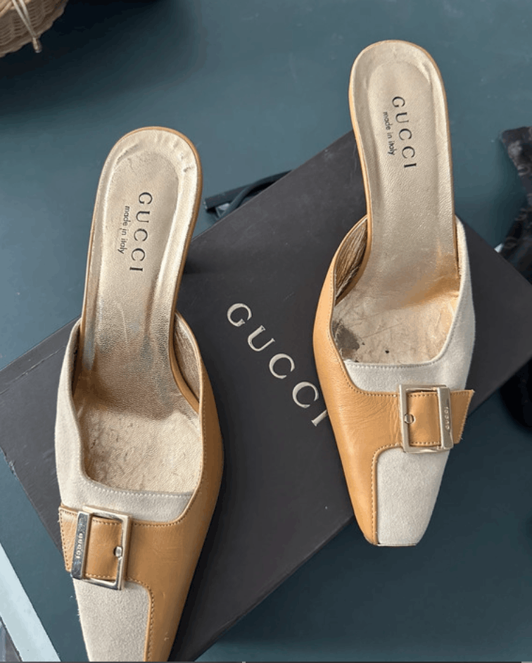 Gucci × Tom Ford × Vintage Gucci Shoes Sandals Mules Heels Leather Suede Tom Ford Size US 6.5 / IT 36.5 - 2 Thumbnail