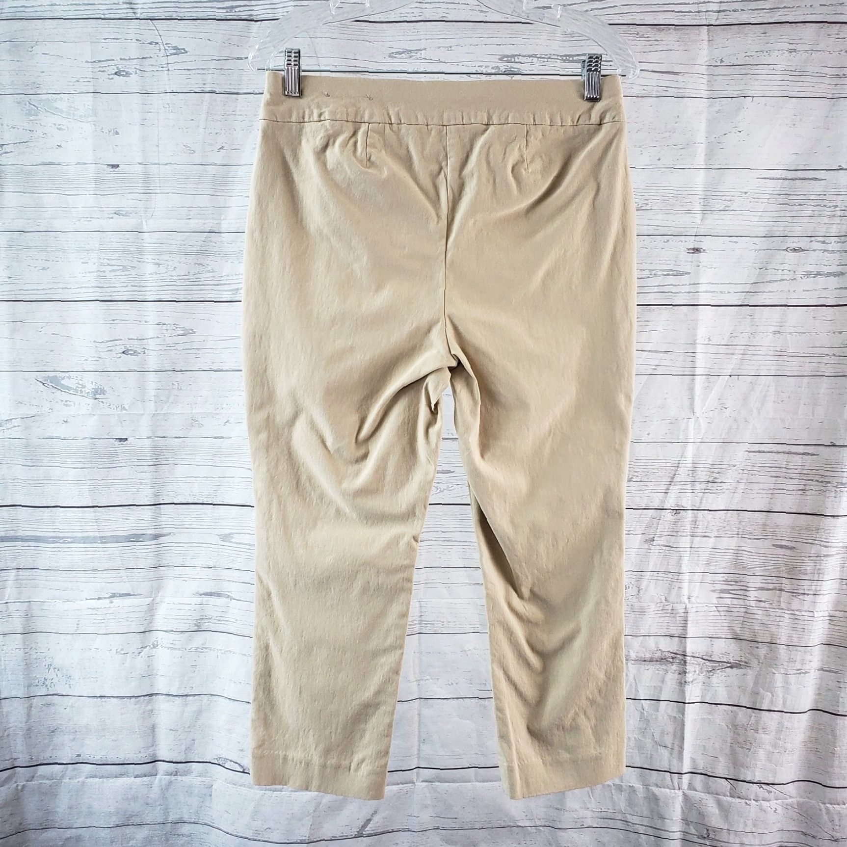 Vintage Chico's Womens Cropped Pull On Pants 8P Tan Brown Mid Rise Rayon Blend Petite Inseam 21 Style Cropped Mens Womens Girls Size 30" / US 8 / IT 44 - 3 Thumbnail