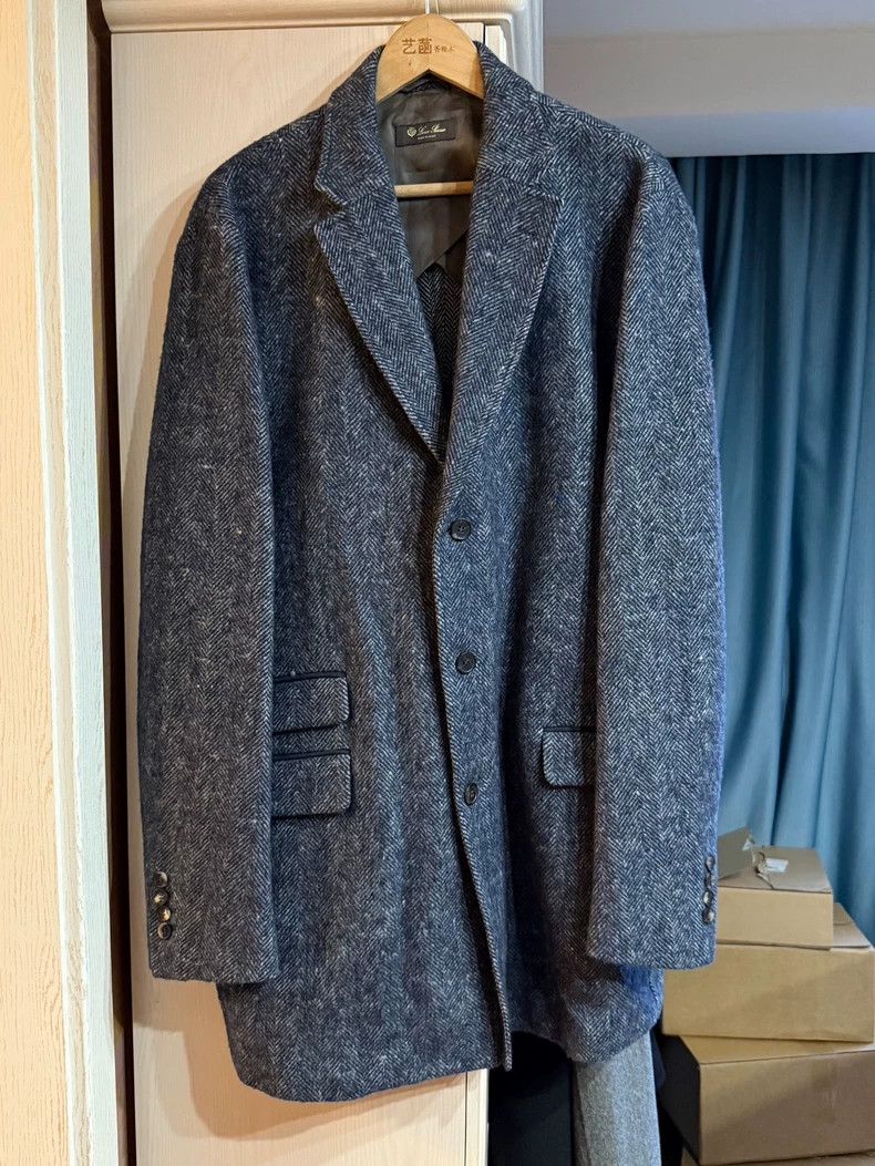 Loro Piana LORO PIANA Gray and blue cashmere blended coat with human Size US XL / EU 56 / 4 - 1 Thumbnail