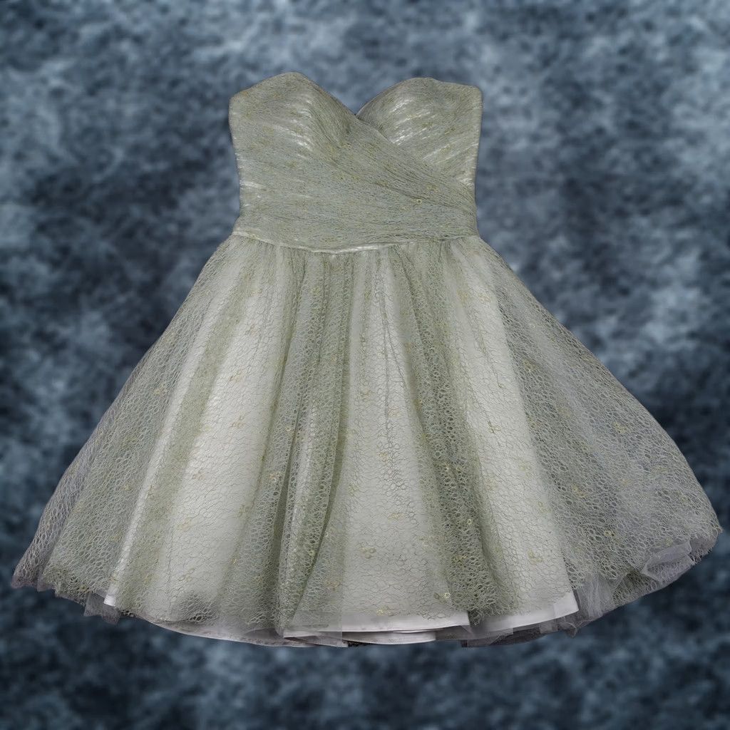 Vintage JJ's House Dress Womens Small Green Sweetheart Strapless Tiana Tinker Bell Dress Short Formal Party/Cocktail Zipper Size S / US 4 / IT 40 - 1 Thumbnail