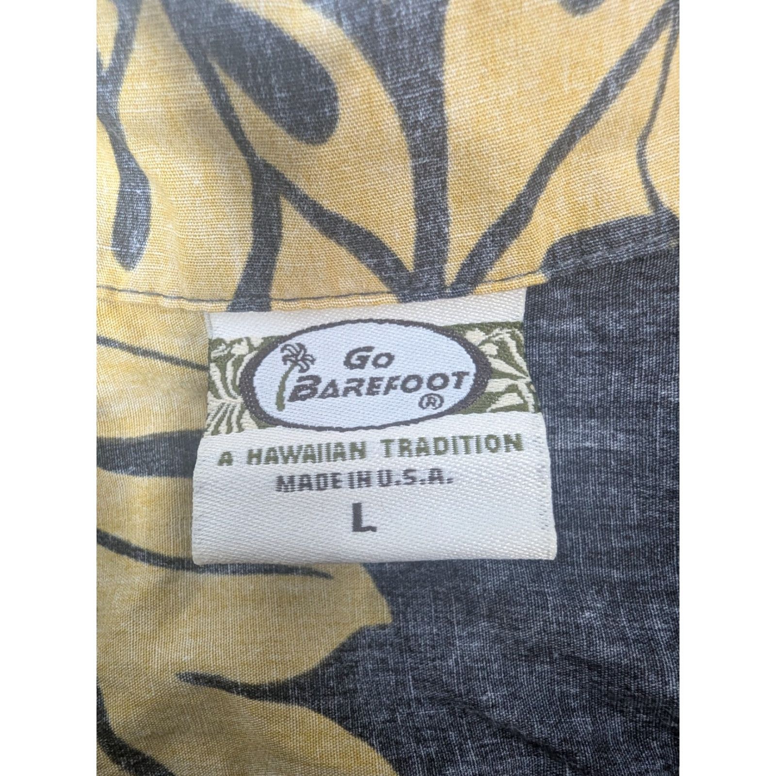 Vivobarefoot VTG Go Barefoot Shirt Mens Large Yellow Palm Reverse Hawaiian Aloha Collar Button-Up Short Sleeve Floral Pattern Made In Hawaii Tropical Vintage: No Size US L / EU 52-54 / 3 - 7 Thumbnail