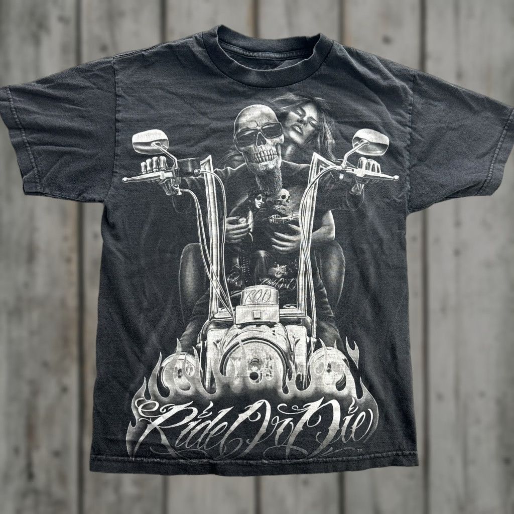 RODA Ride Or Die Shirt Mens Medium Black Biker Motorcycle Skull Graphic Tee ROD Size US M / EU 48-50 / 2 - 1 Thumbnail