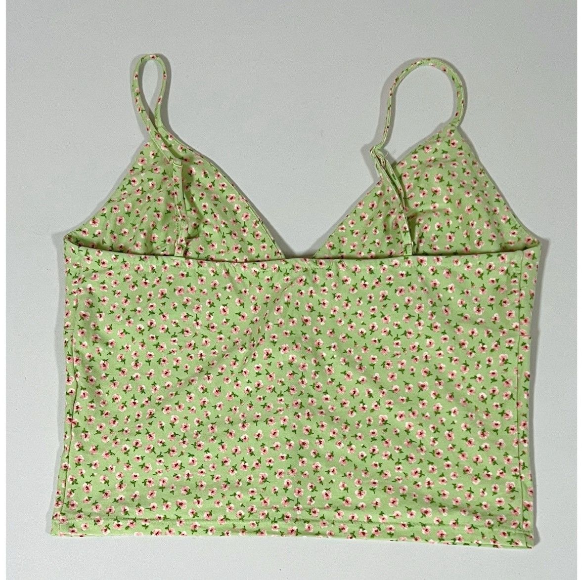 Japanese Brand Mint Green Pink Pastel Floral Tank Top Shirt Blouse Size L🌸✨ Size L / US 10 / IT 46 - 3 Thumbnail