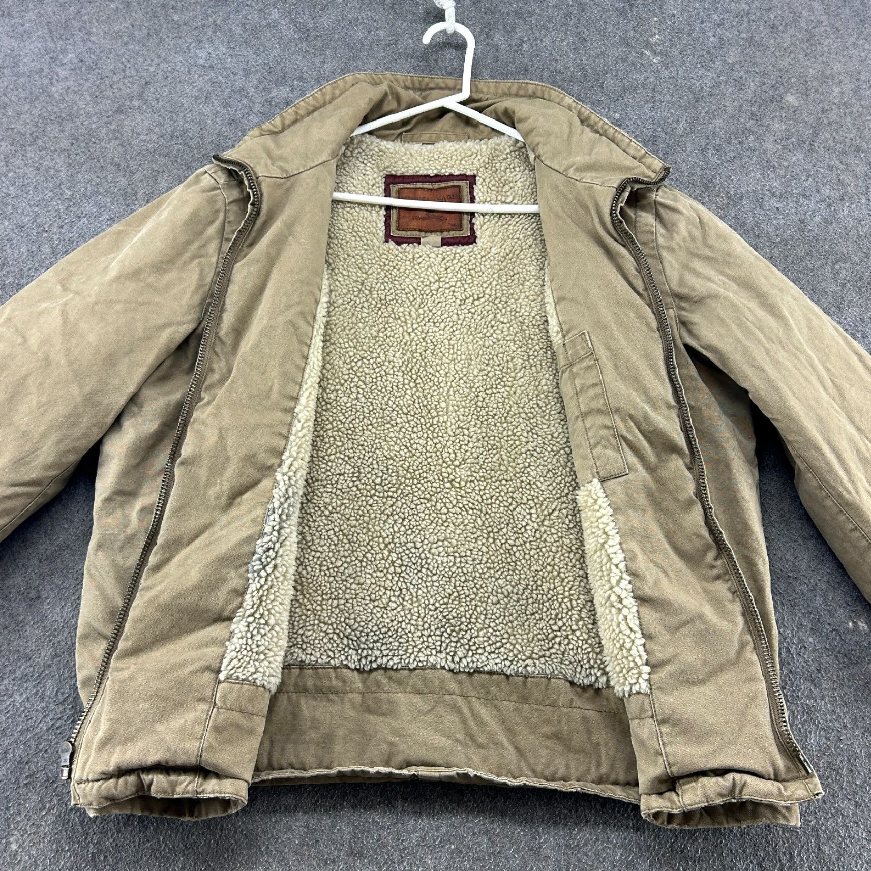 American Eagle Outfitters VINTAGE American Eagle Outfitters Jacket Mens XL Beige Cotton Parka Lined Fleece Grunge Workwear Size US XL / EU 56 / 4 - 2 Thumbnail