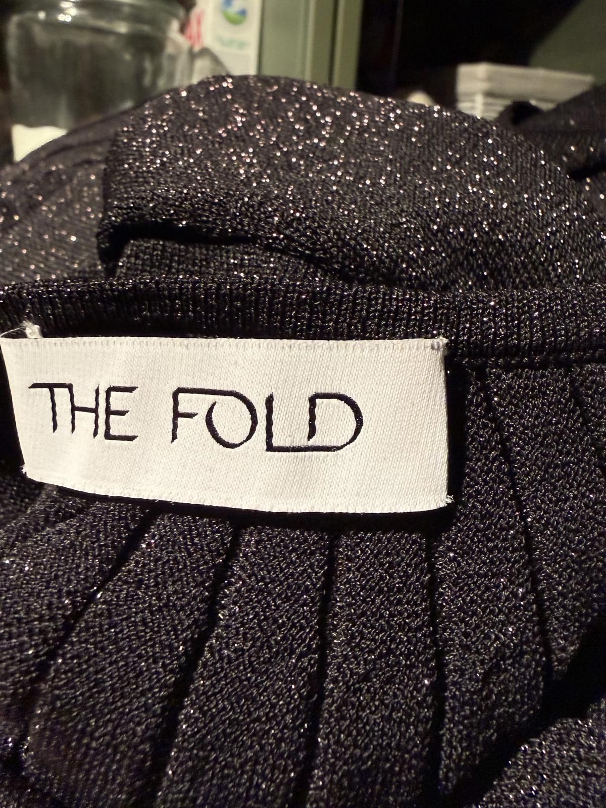 Other The Fold Lumia Black Metallic Knit Dress with Pleated Skirt Size L / US 10 / IT 46 - 2 Thumbnail