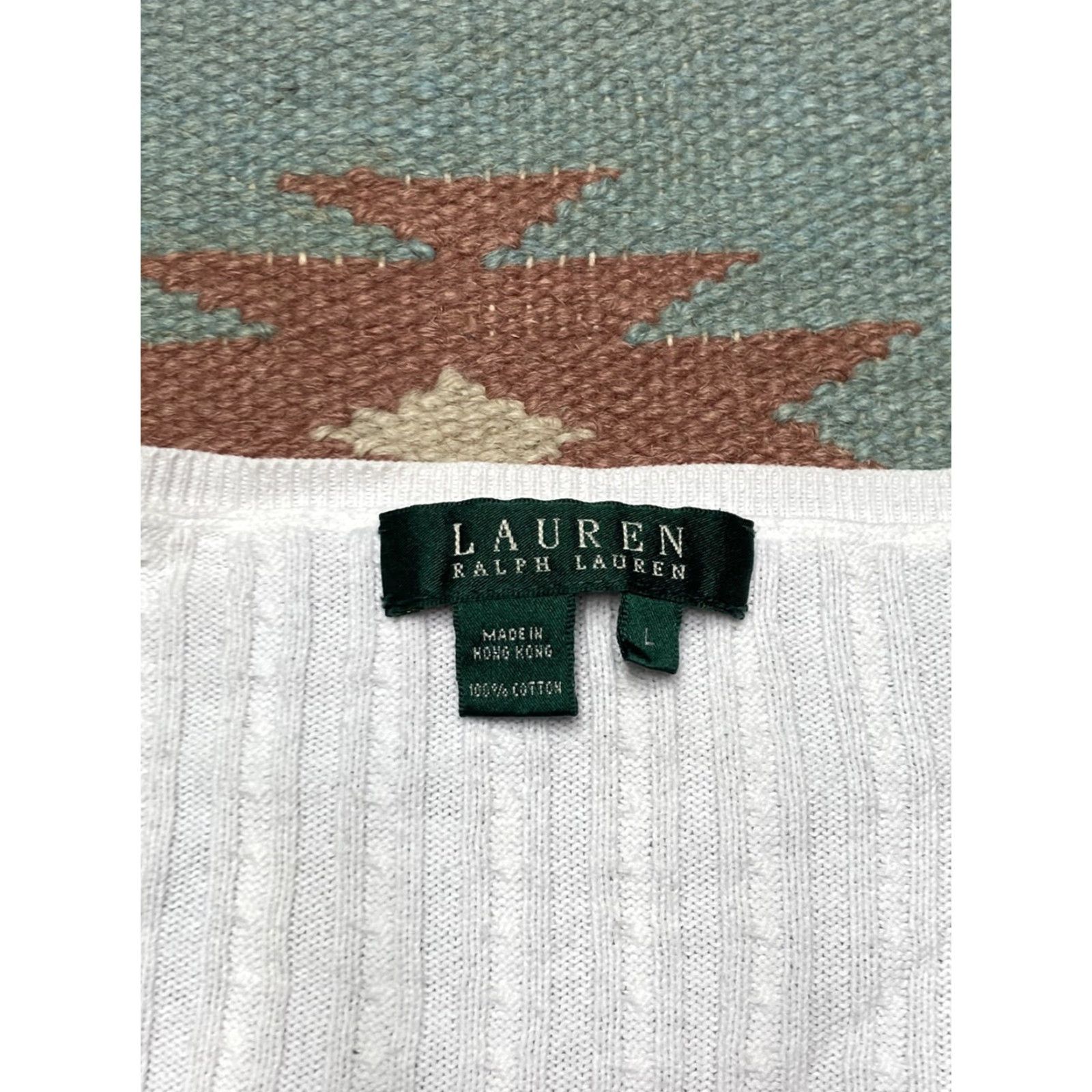 Ralph Lauren VINTAGE LRL Lauren Ralph Lauren Cable Knit Sweater Lightweight Cotton Women’s Large Shirt Pullover White Womens Size L / US 10 / IT 46 - 6 Thumbnail