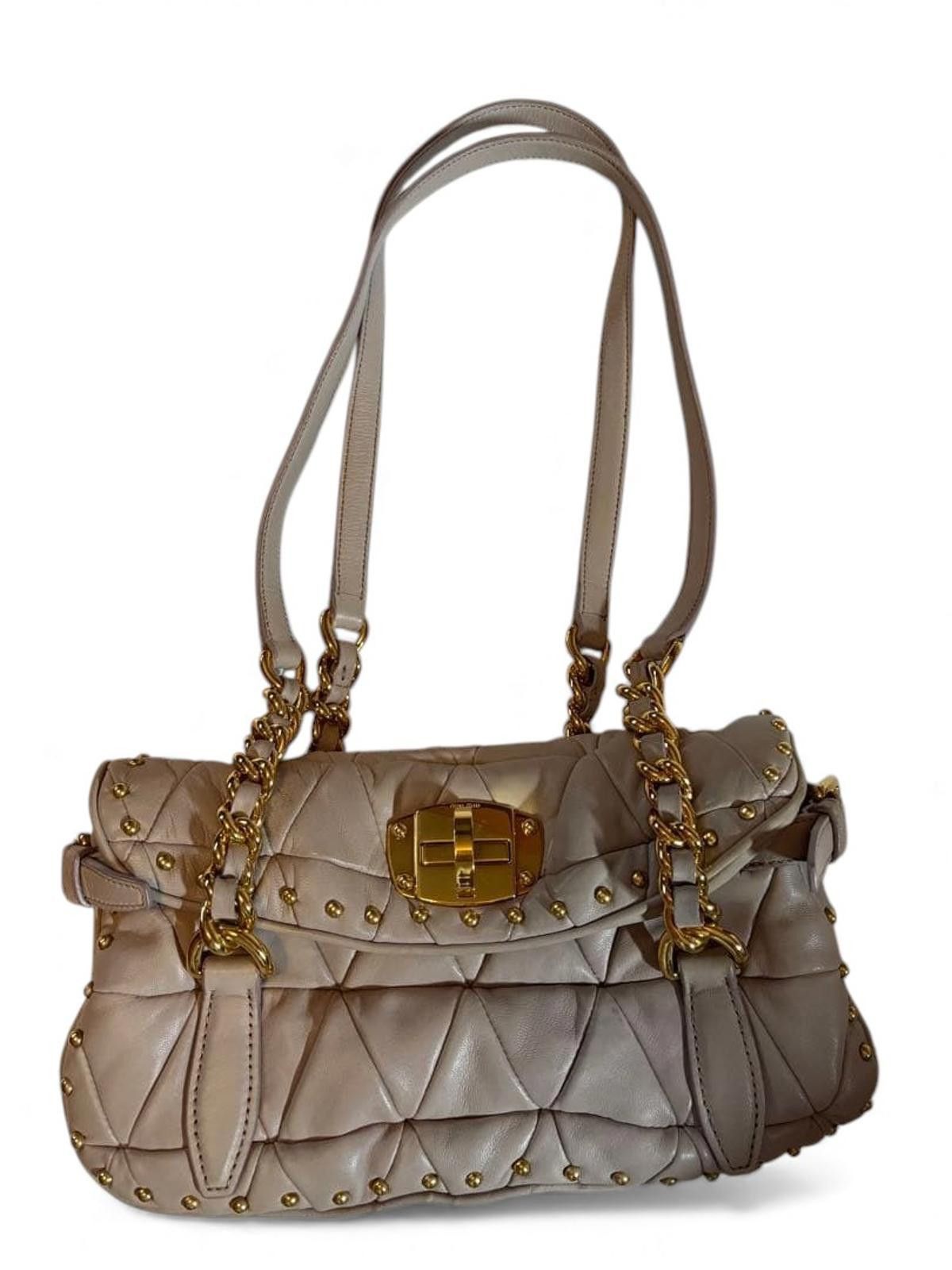 Miu Miu Miu Miu - Quilted Leather Shoulder Handbag with Gold Studs Size ONE SIZE - 2 Thumbnail