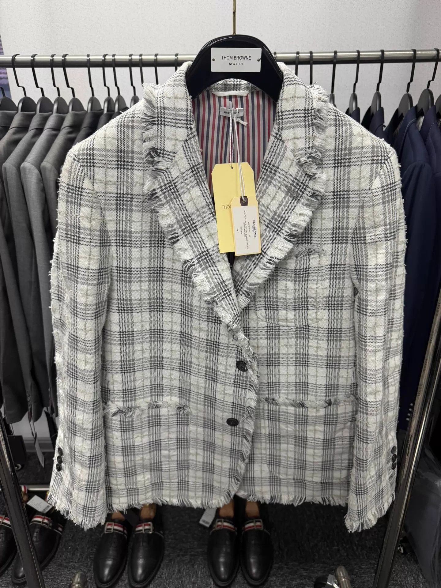 Thom Browne Thom Browne Men's Rare Raw Edge Check Blazer Size1 Size US S / EU 44-46 / 1 - 1 Thumbnail