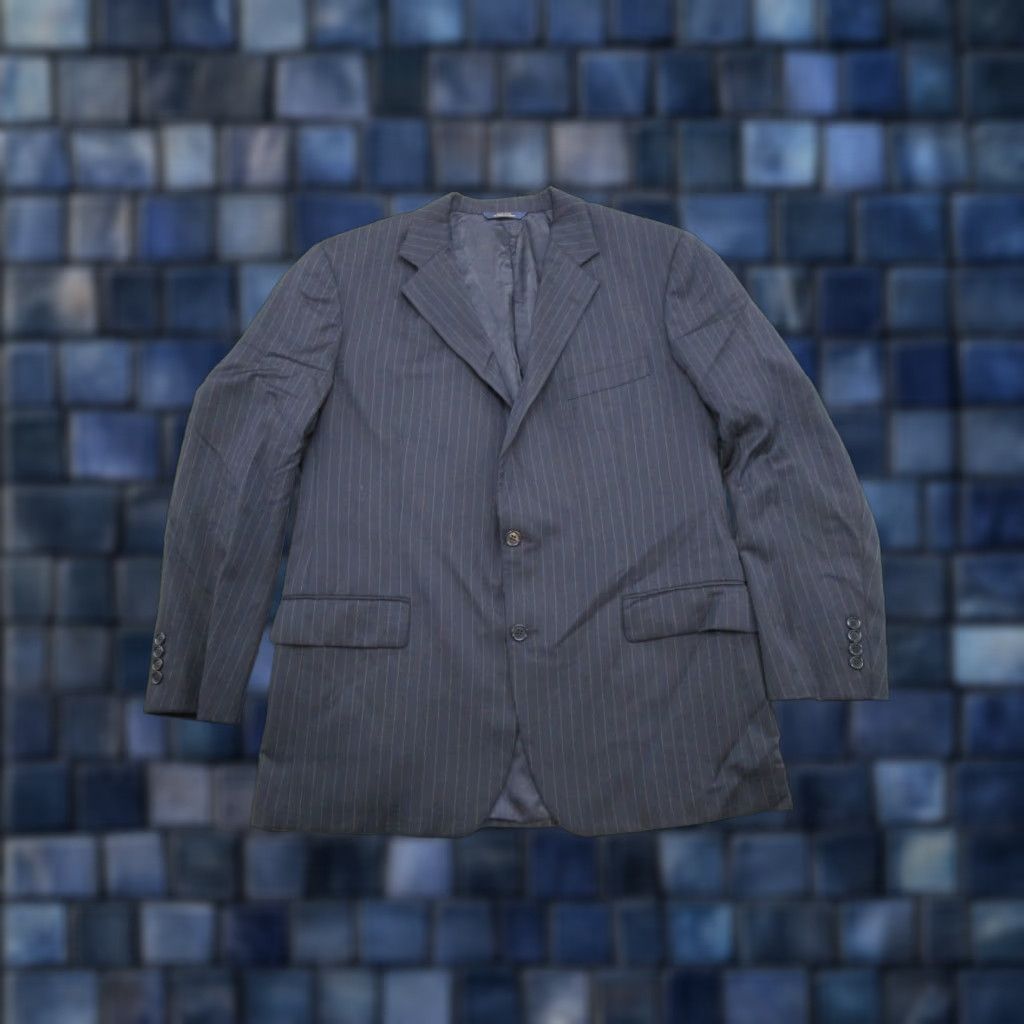 Brooks Brothers Brooks Brothers Blazer Suit Jacket Blue Pin Striped Wool Size 43 Regular Notch Lapel Three-Button Single-Breasted Men Dress Coat Daily Casual Wedding Size 46R - 1 Thumbnail