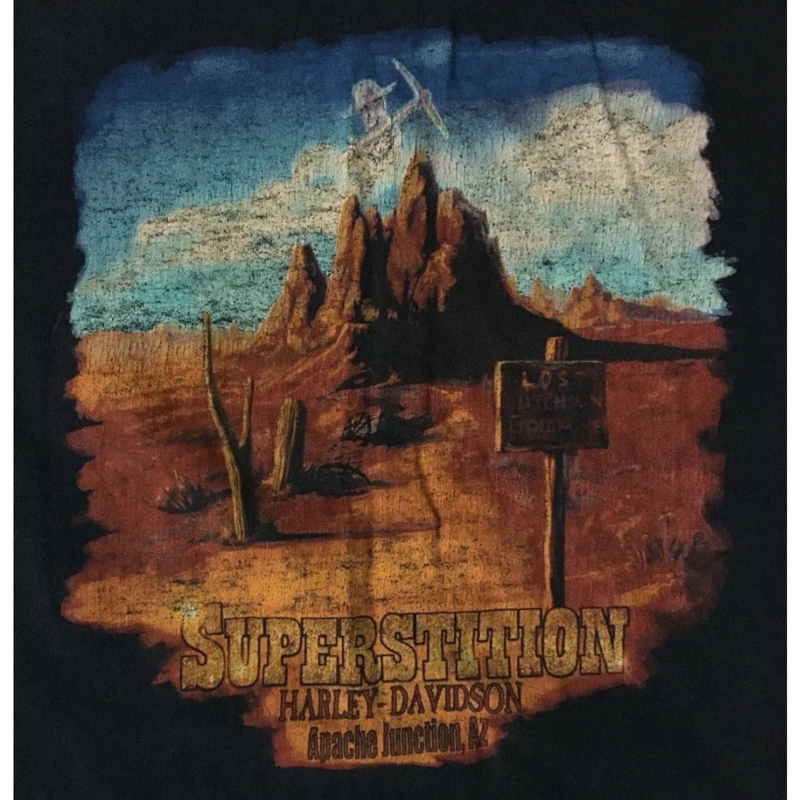 Harley Davidson VINTAGE Harley-Davidson Shirt Mens L Arizona Faded Ghost Skull Blue Cotton Graphic Tee 90s Biker Punk Grunge Casual Size US L / EU 52-54 / 3 - 3 Thumbnail