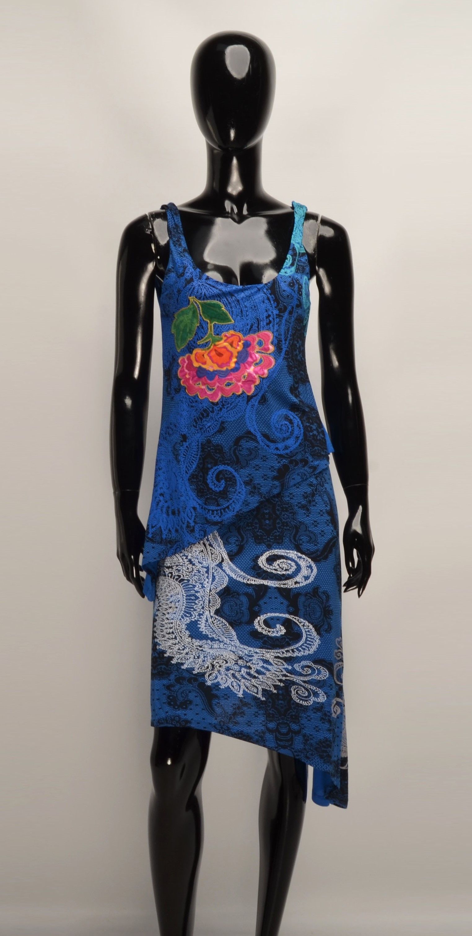 Desigual Desigual Y2K Psychedelic Blue Sleeveless Asymmetrical Dress Size S / US 4 / IT 40 - 1 Thumbnail
