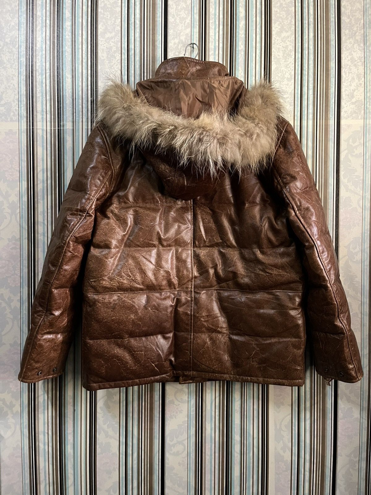 Branded Leather 1990s ROBERTO MASSINI cowhide detachable trim hood #I2 Size US M / EU 48-50 / 2 - 3 Thumbnail