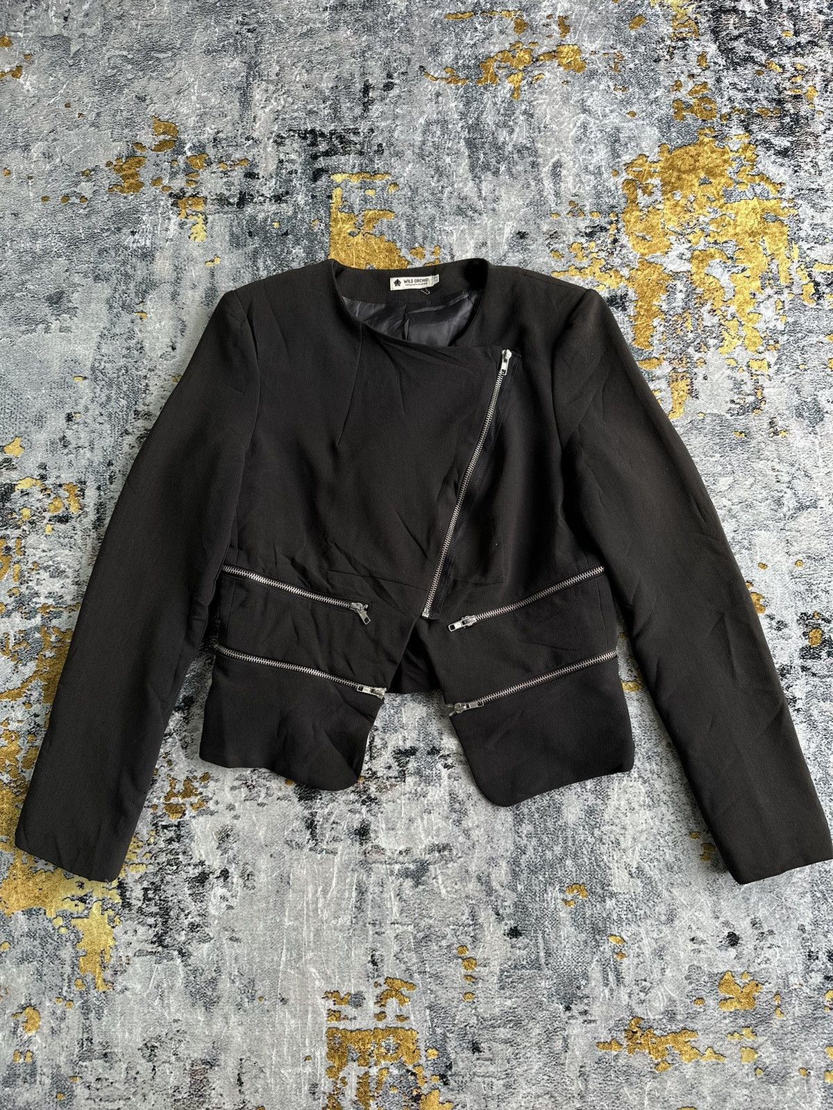 WILD ORCHID BLAZER FADED MULTI ZIPPER BONDAGE GOTHIC STYLE