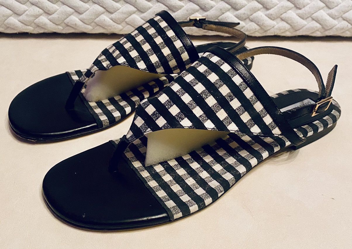 Diane von Furstenberg DvF 🇮🇹 Italian Summer Gingham Check Thong Sandals 7.5 B Size US 7.5 / IT 37.5 - 7 Thumbnail