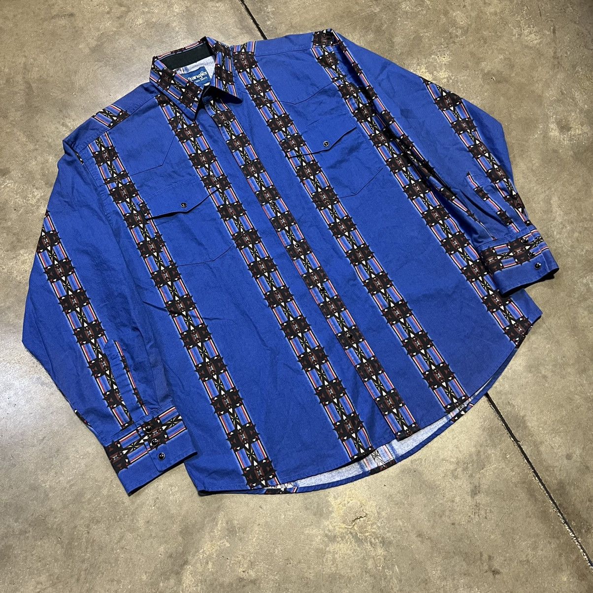 Wrangler Vintage Wrangler Western Shirt Pearl Snap Aztec Brushpopper Size US XL / EU 56 / 4 - 2 Thumbnail