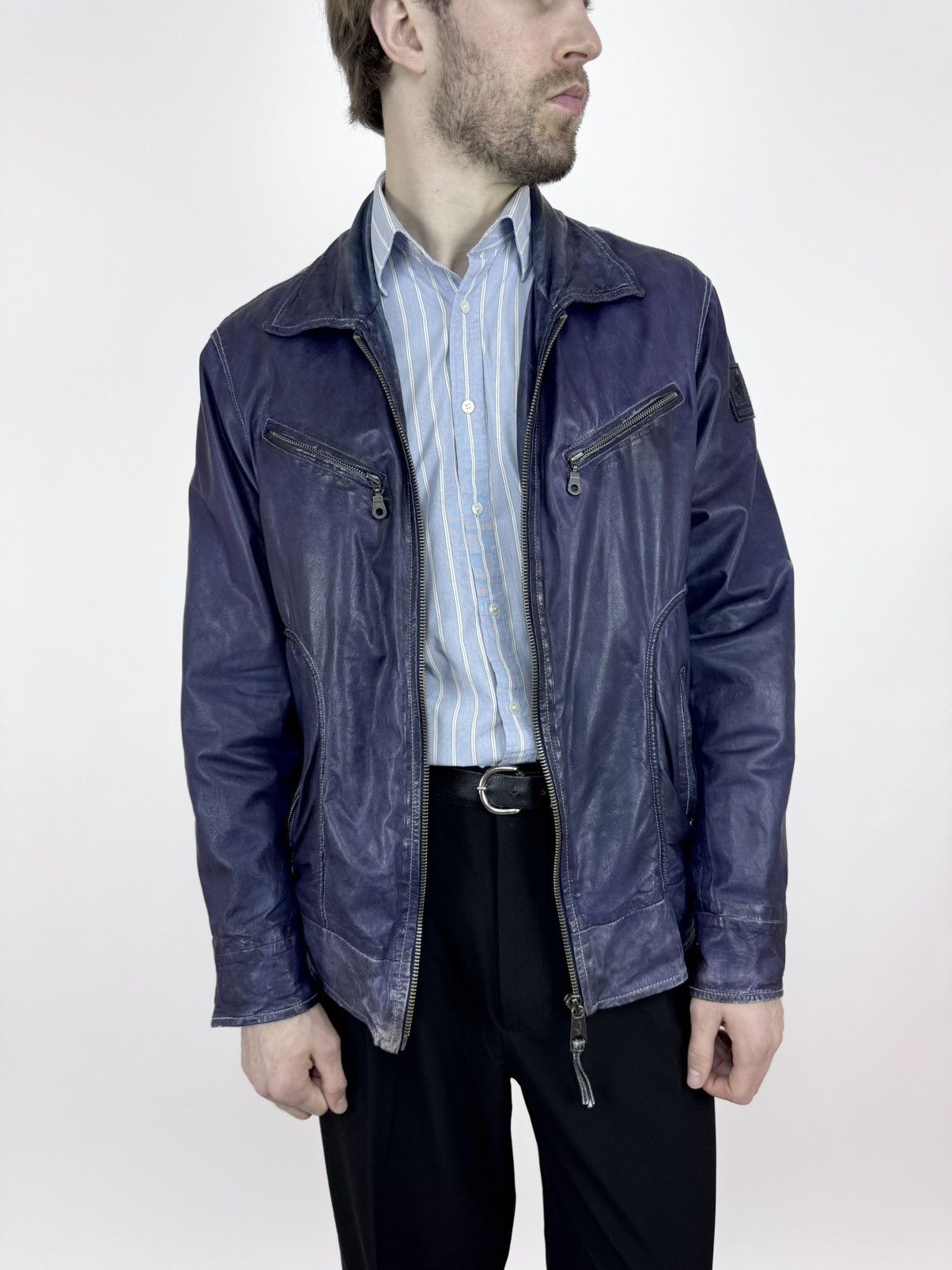 Marlboro Marlboro Classic Leather Jacket Faded Blue Mens Size 2XL Size US XXL / EU 58 / 5 - 6 Thumbnail