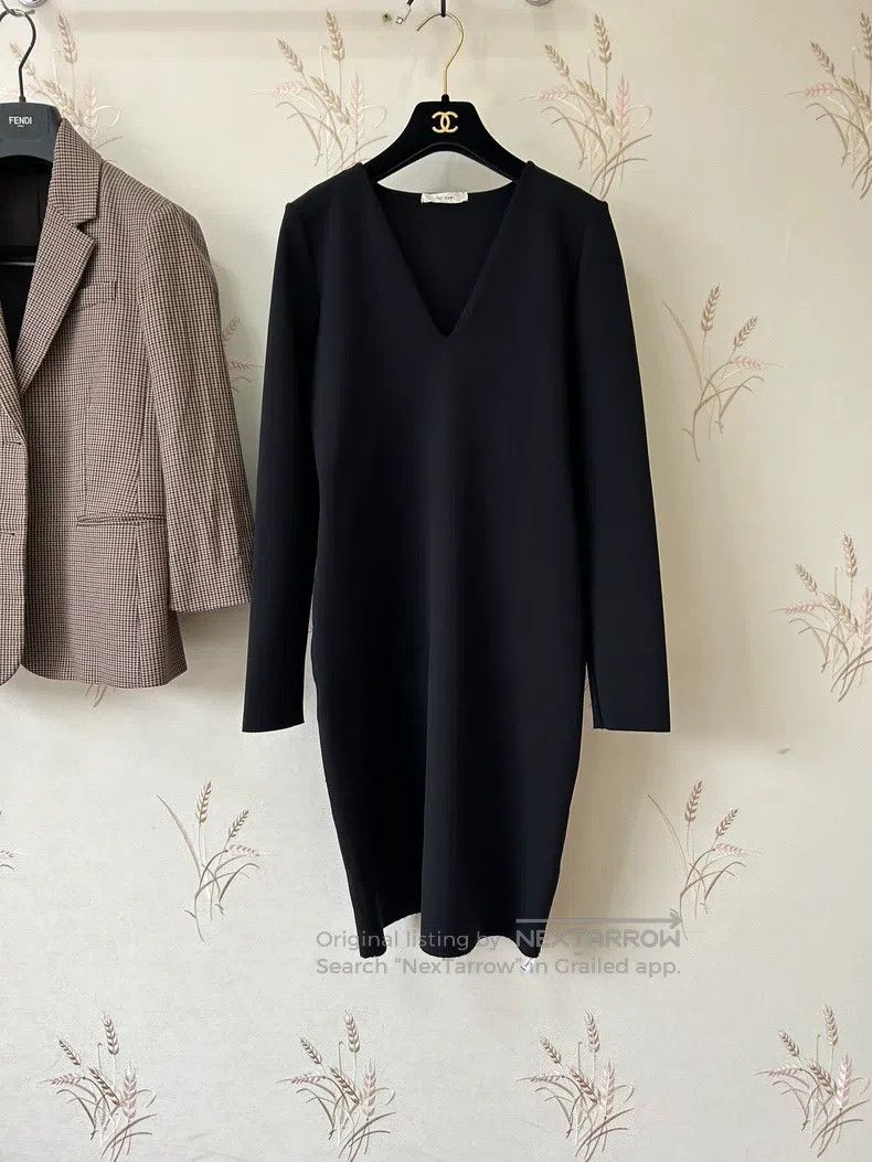 The row Black V-Neck Dress