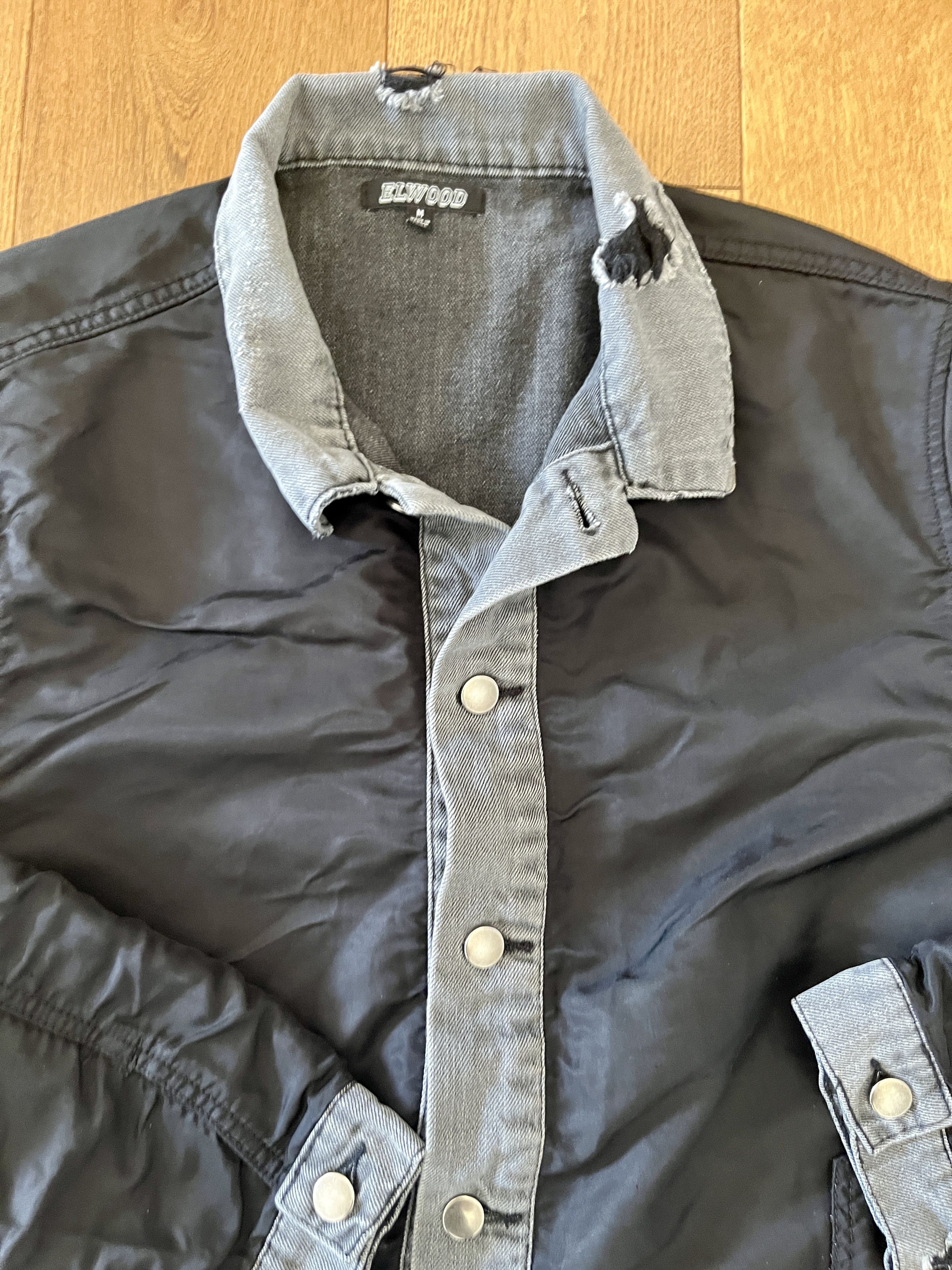 Elwood Elwood Distressed Hybrid Denim MA-1 Bomber Jacket Mens M Size US M / EU 48-50 / 2 - 2 Thumbnail
