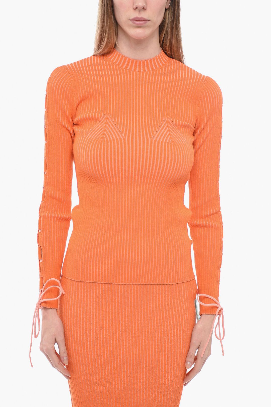 image of Off White Og1Mm0524 Ribbed Vanise Sweater In Orange, Women's (Size Medium)