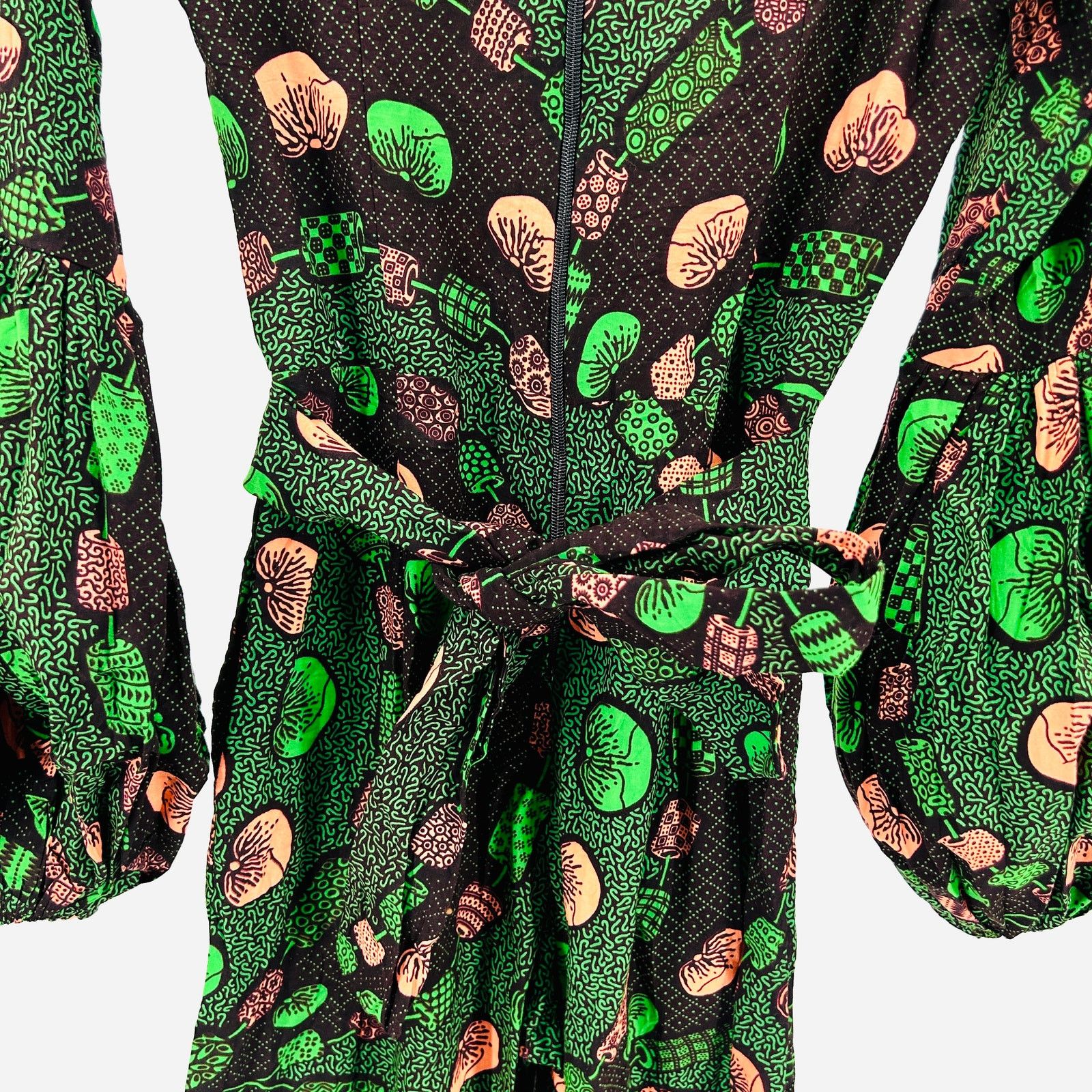 Other Green Coral Mushroom Ankara Print Balloon Sleeve Jumpsuit Size S / US 4 / IT 40 - 8 Thumbnail