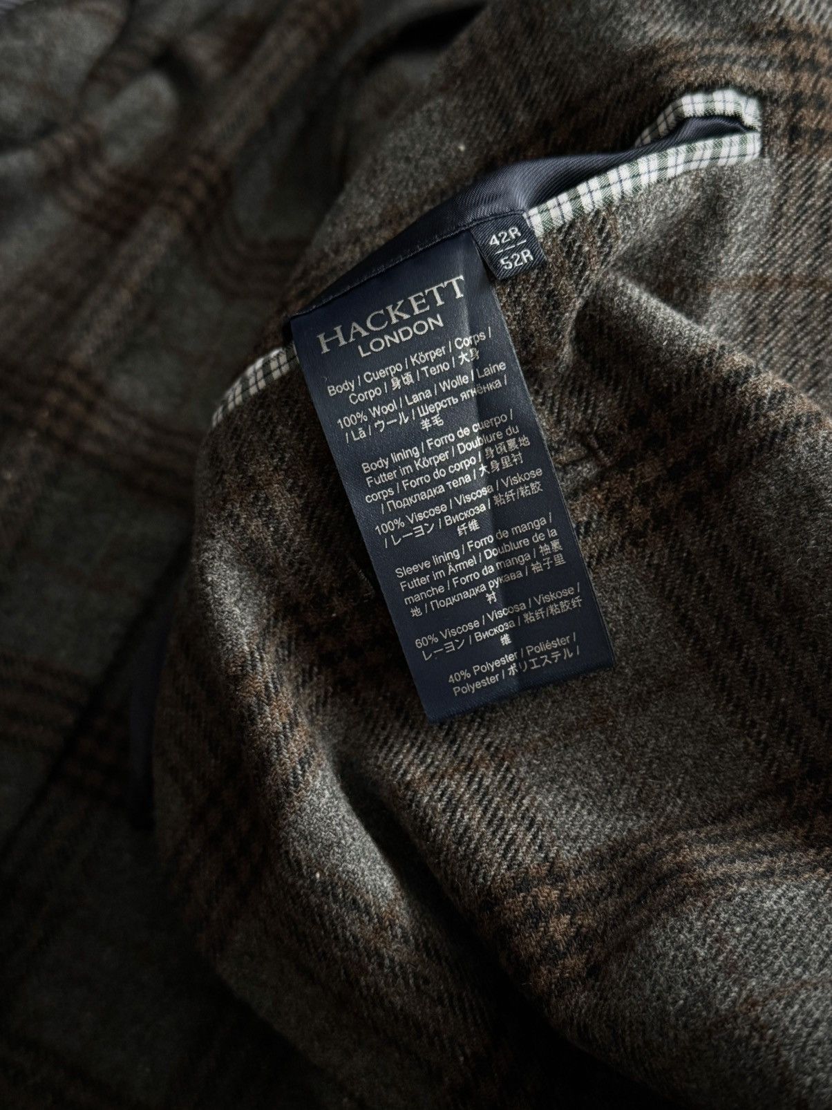 Hackett Hackett London Fancy Gray Check Wool Blazer Size 42R - 6 Thumbnail