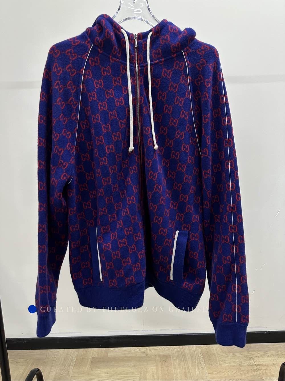 Gucci Monogram Wool Cashmere Hoodie in Blue Size US M / EU 48-50 / 2 - 1 Thumbnail