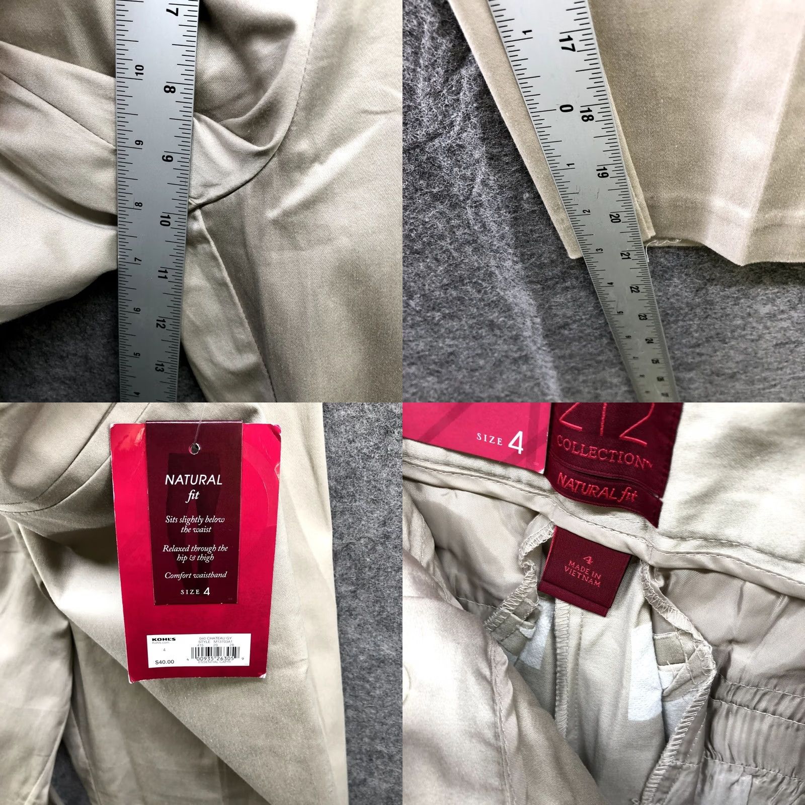 Vintage NWT Kohls 212 Collection Essential Capri Womens 4 Khaki Beige Lightweight Capri Pants Size ONE SIZE - 8 Thumbnail