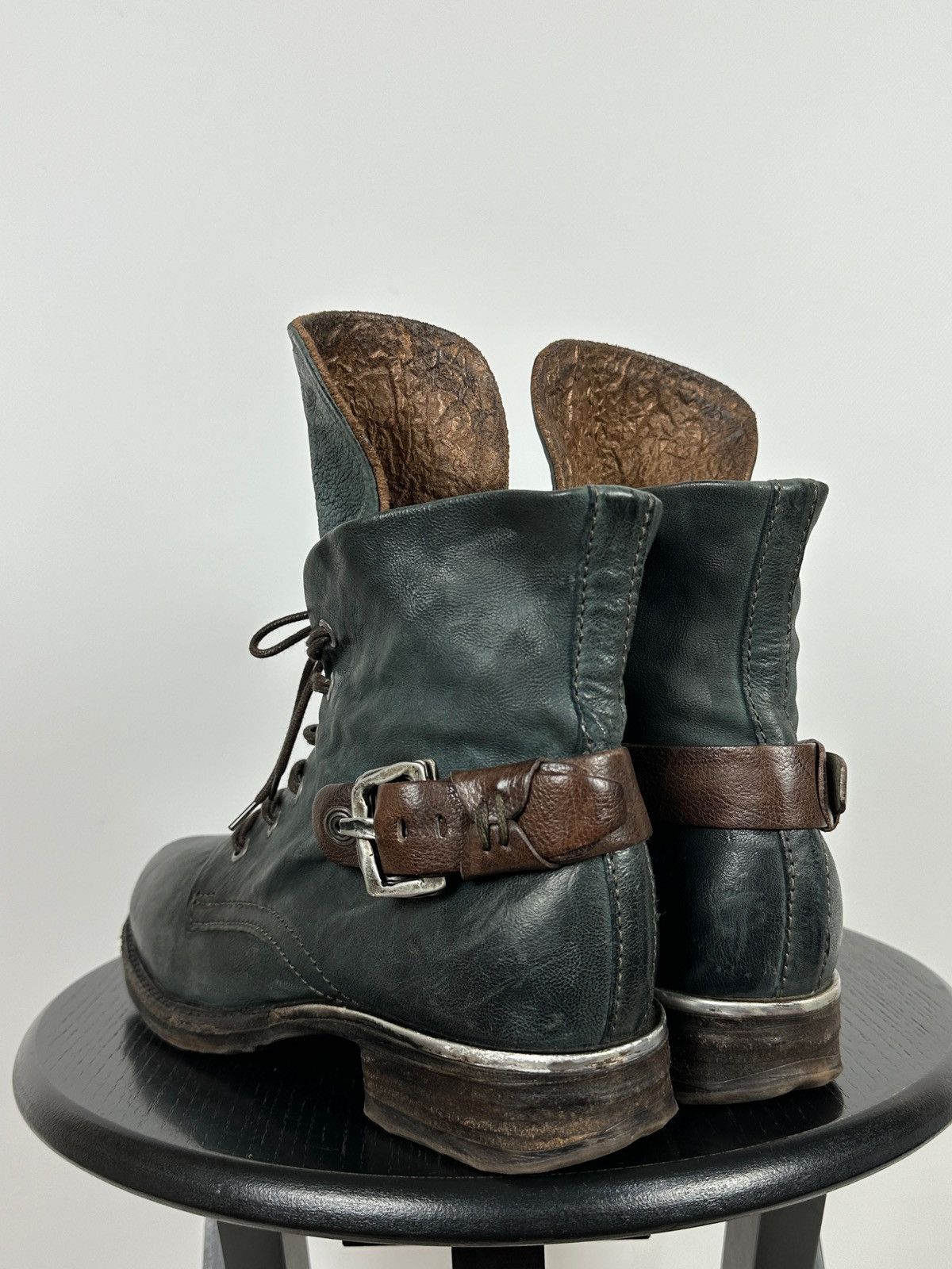 A.S.98 A.S.98. Airstep Navy Green Leather Biker Ankle Boots Size US 10 / IT 40 - 3 Thumbnail
