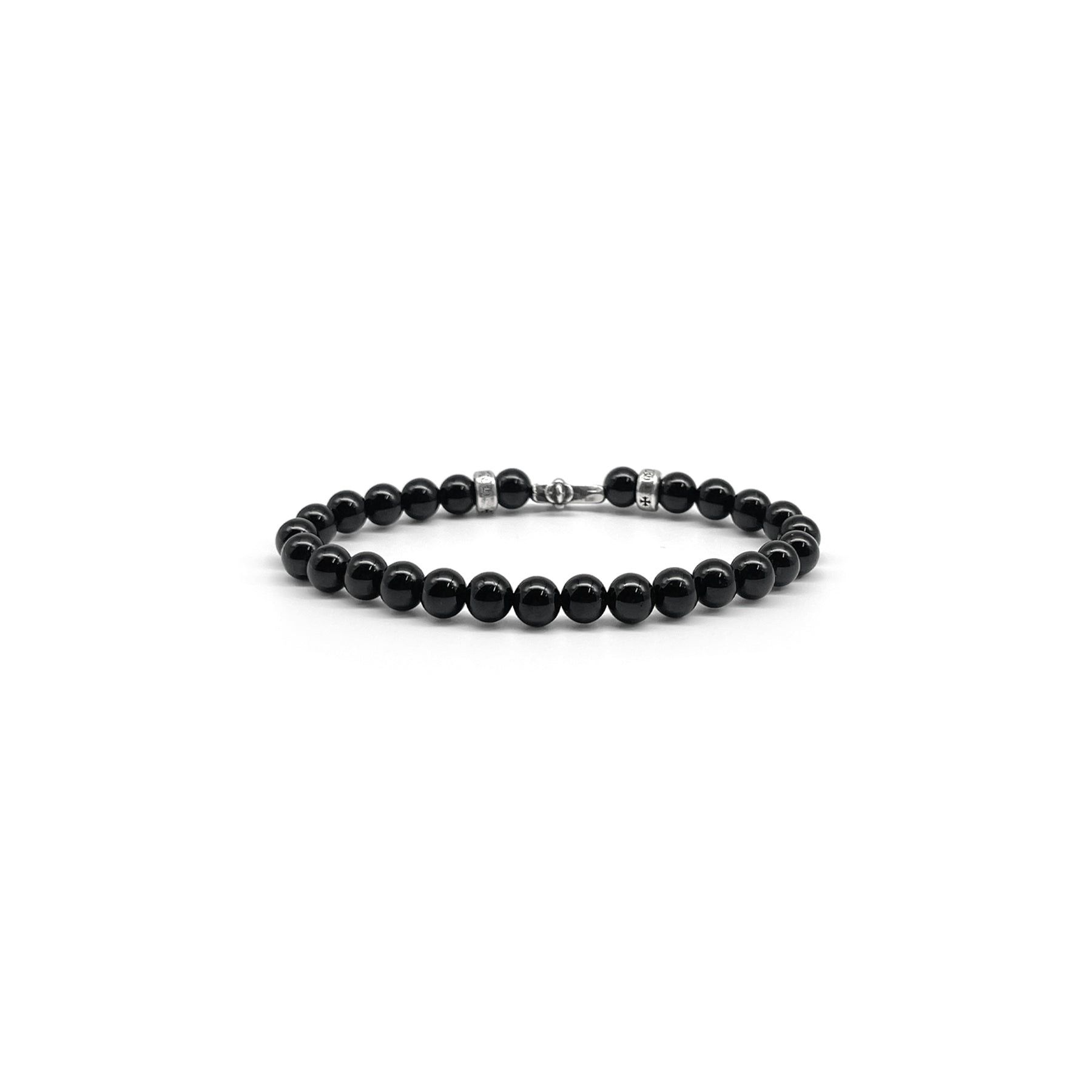 Chrome Hearts Chrome Hearts 6mm Obsidian 3 Silver Cross Bracelet Size ONE SIZE - 3 Thumbnail