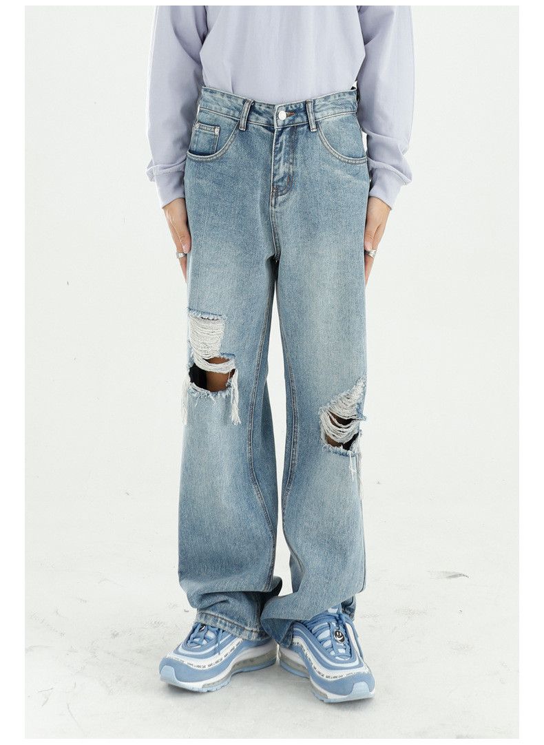 Japanese Brand × Jean Men's loose washed straight ripped jeans Size US 32 / EU 48 - 1 Thumbnail
