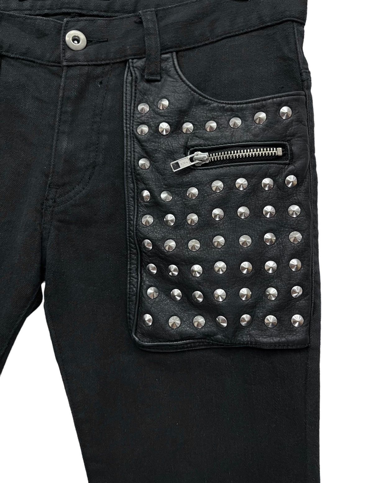 New Rock 🔥GLAD NEWS Punk Studded Leather Pocket Stretch Skinny Denim Size 28" / US 6 / IT 42 - 5 Thumbnail
