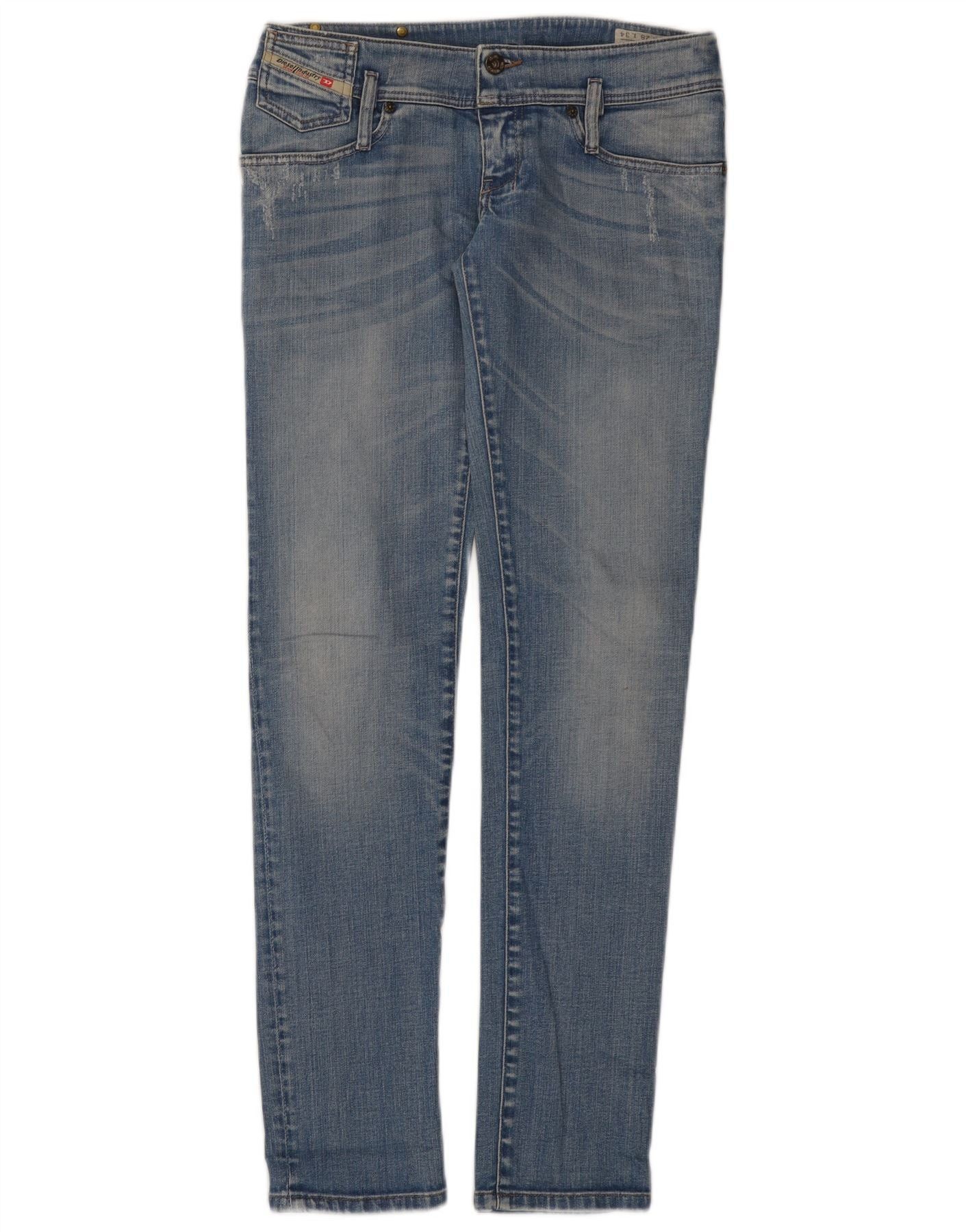 Diesel Womens Matic Distressed Slim Tapered Jeans W28 L34 Blue Cott Size 42" / US 20 - 1 Thumbnail