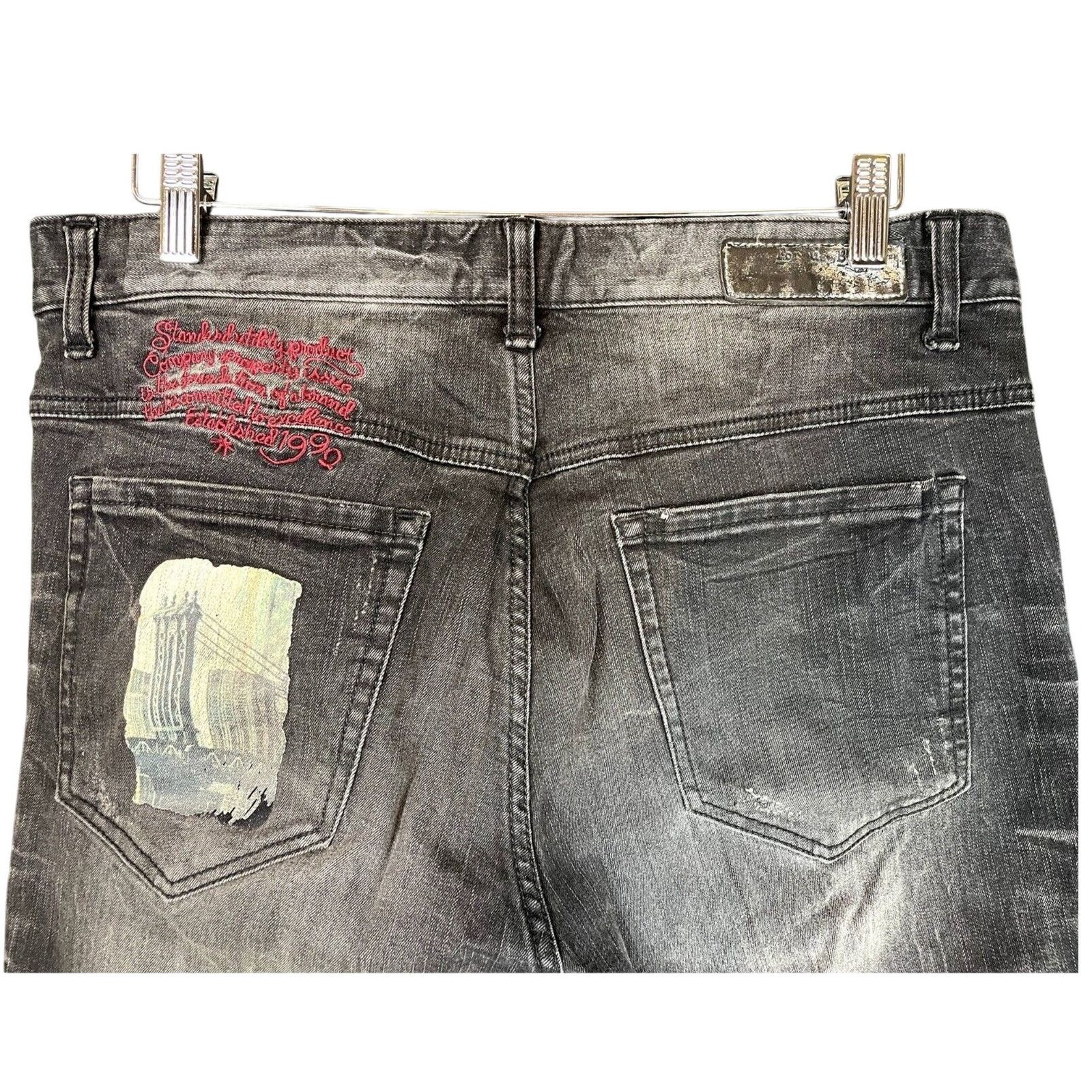 Fubu Vintage FUBU Black Mens Jeans (34x28) Y2K NYC Bridge 90s Size US 34 / EU 50 - 3 Thumbnail