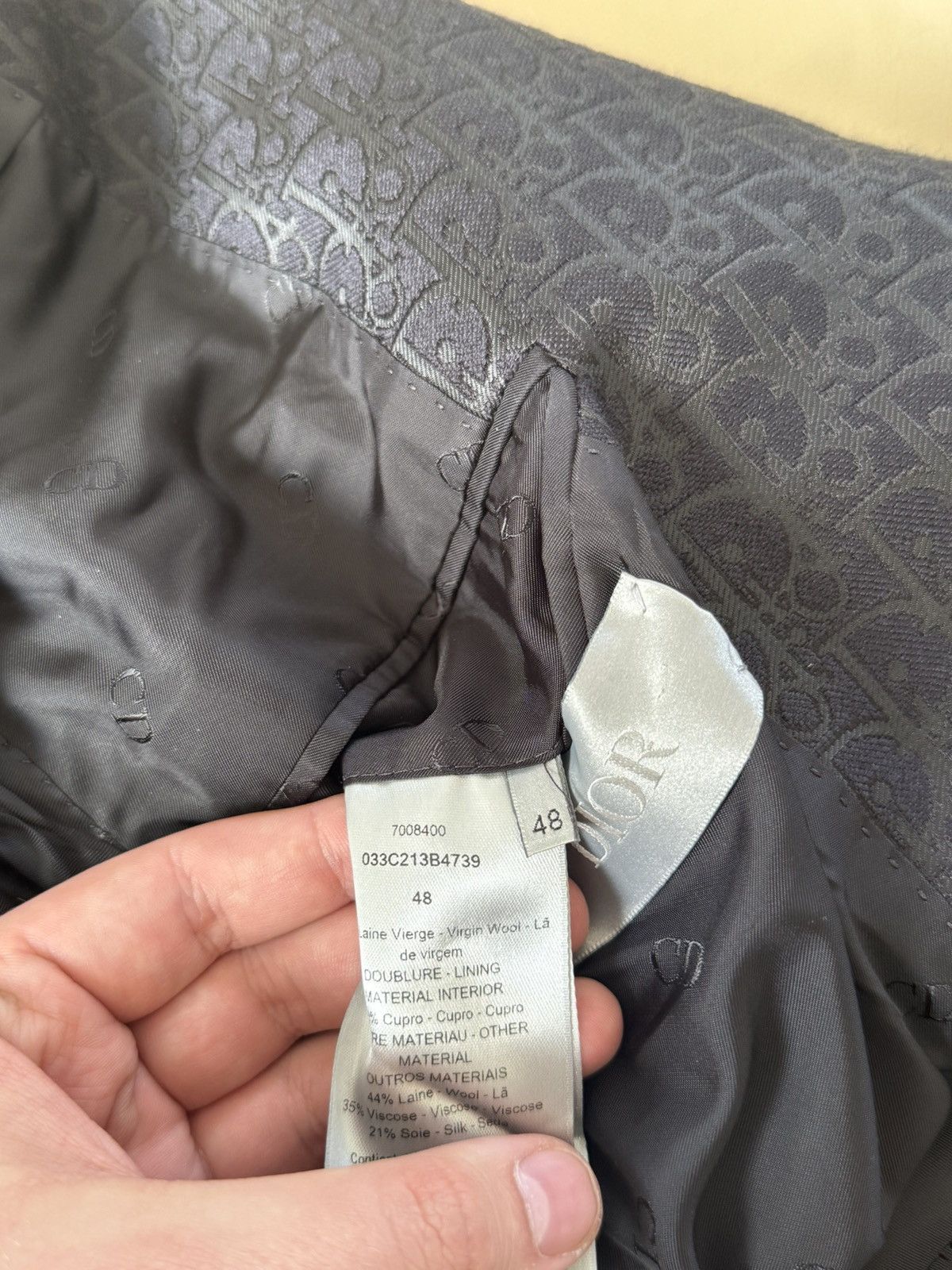 Dior DIOR OBLIQUE SUIT BLACK VIRIGIN WOOL & SILK INTERIOR Size 48L - 24 Thumbnail