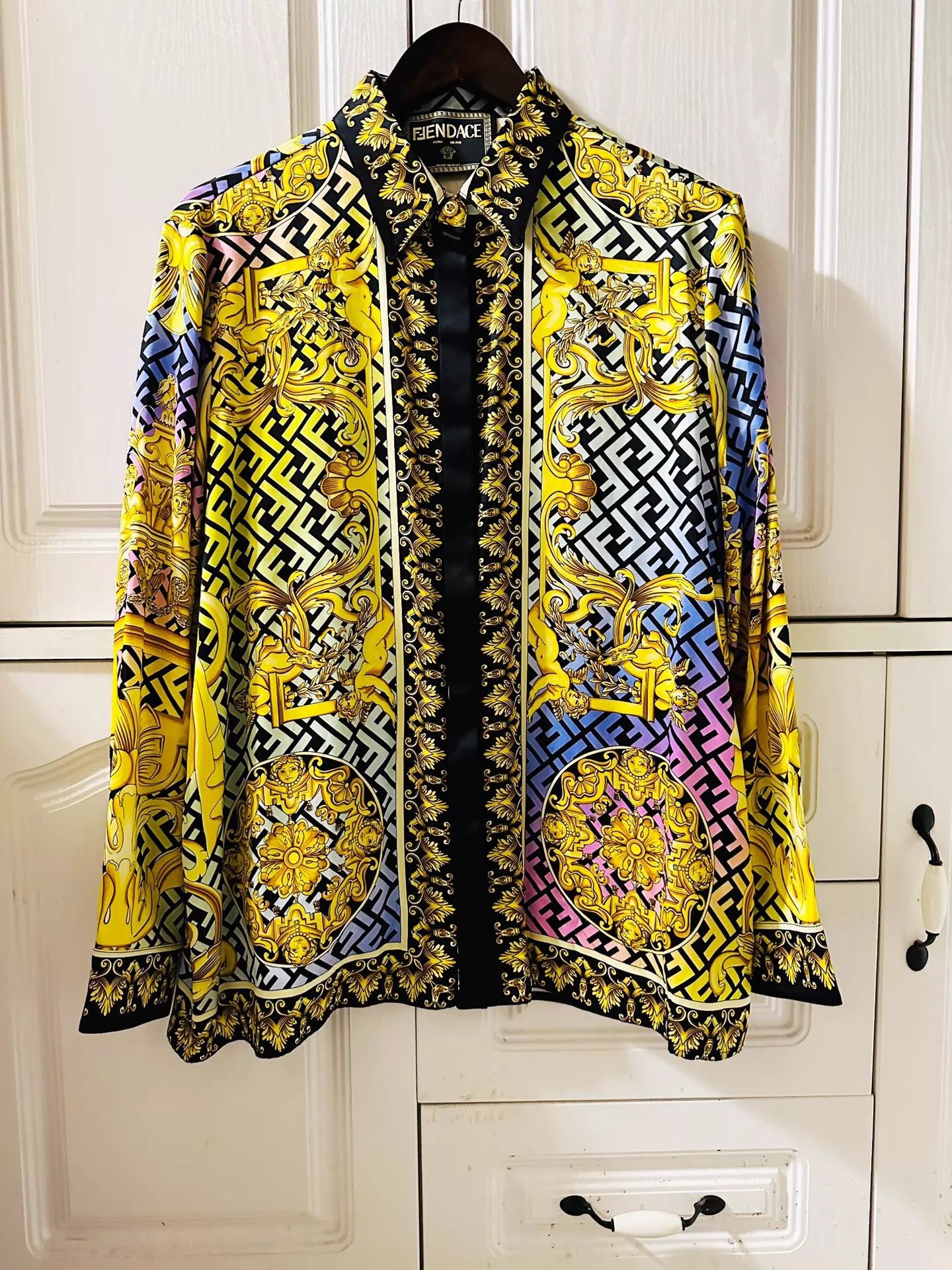 Versace Versace x Fendi Silk Shirt Black Gold Baroque 46(M) 99New Size US S / EU 44-46 / 1 - 1 Thumbnail