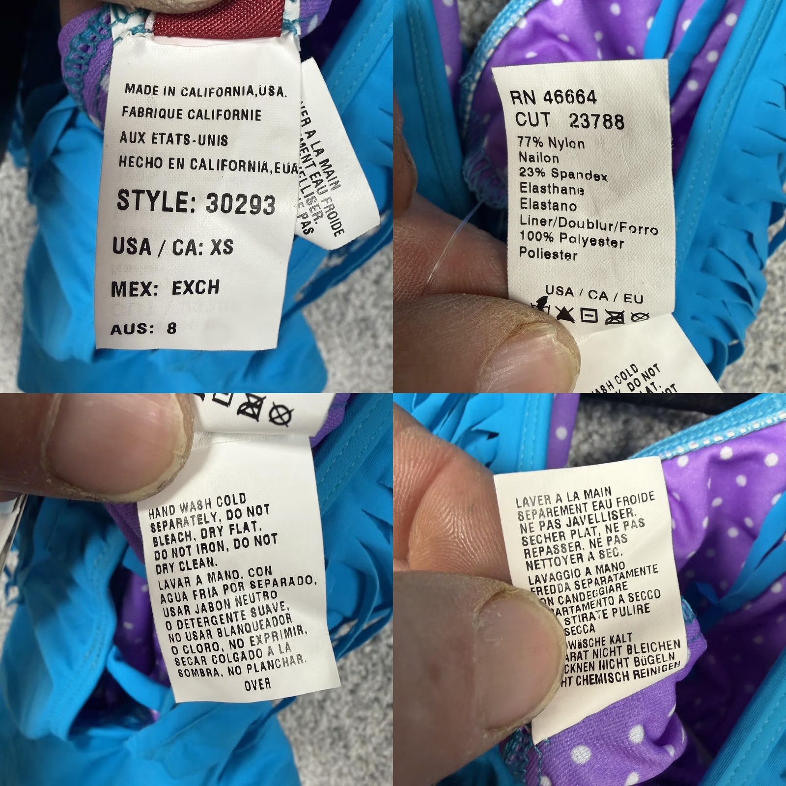 Guess Guess One Piece Monokini Swimsuit XS Blue Coastal Cowgirl Festival Beach USA Size ONE SIZE - 8 Thumbnail